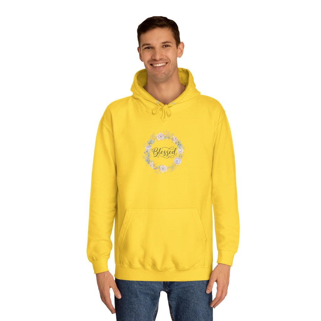 Blessed Floral Wreath Hoodie | Pastel Flowers, Script Typography