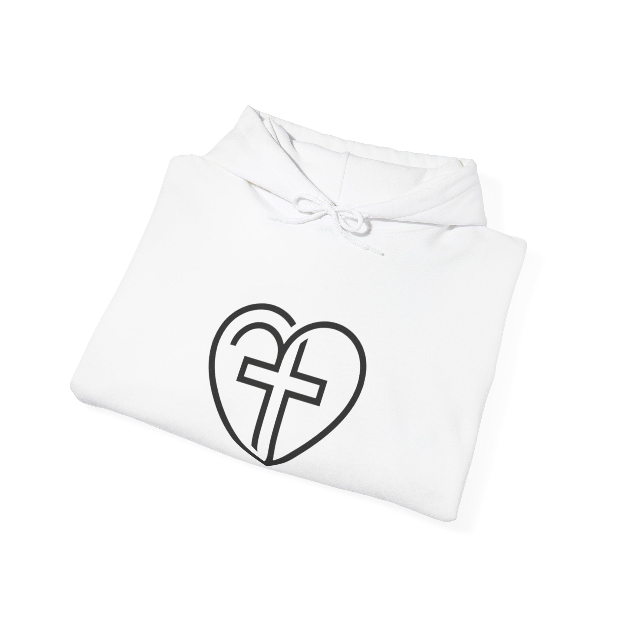 Christian Heart Cross Hoodie — Faith-Inspired Pullover for Women & Men