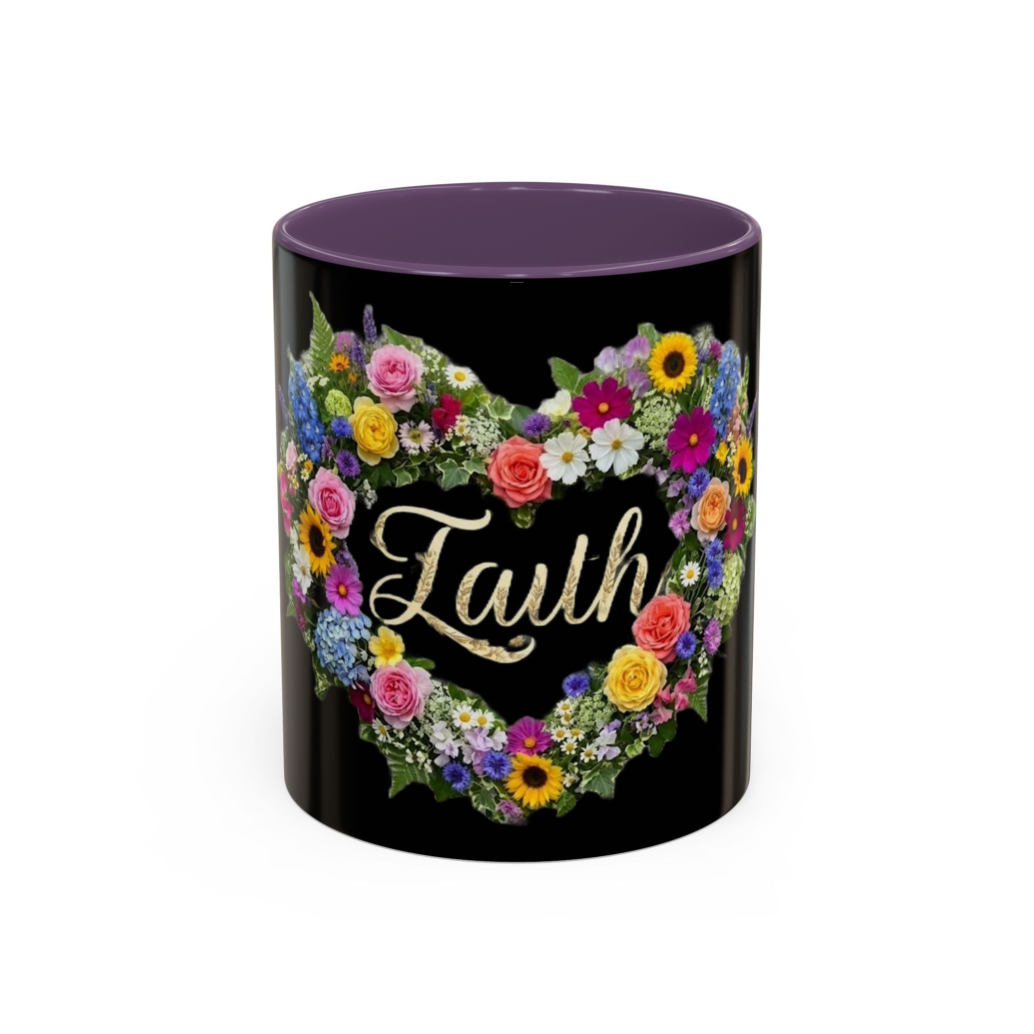 Floral Heart 'Faith' Mug | Accent Coffee Mug 11oz or 15oz