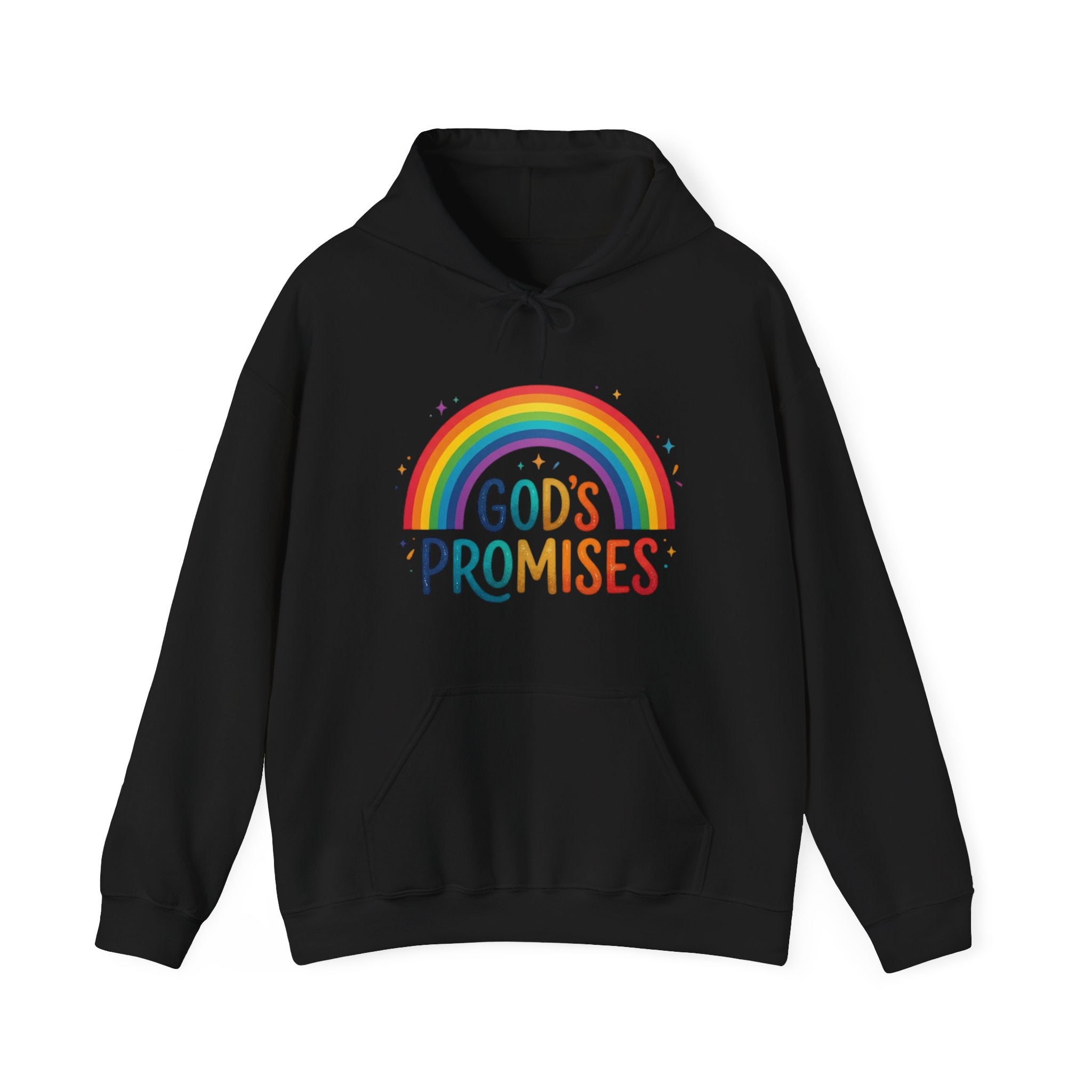 Religious Hoodie — "God's Promises" Rainbow Faith Pullover