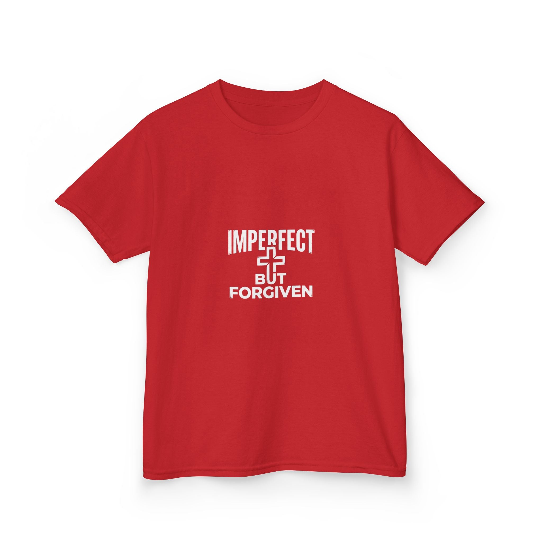 Imperfect But Forgiven Kids Tee | Christian Cross Typography