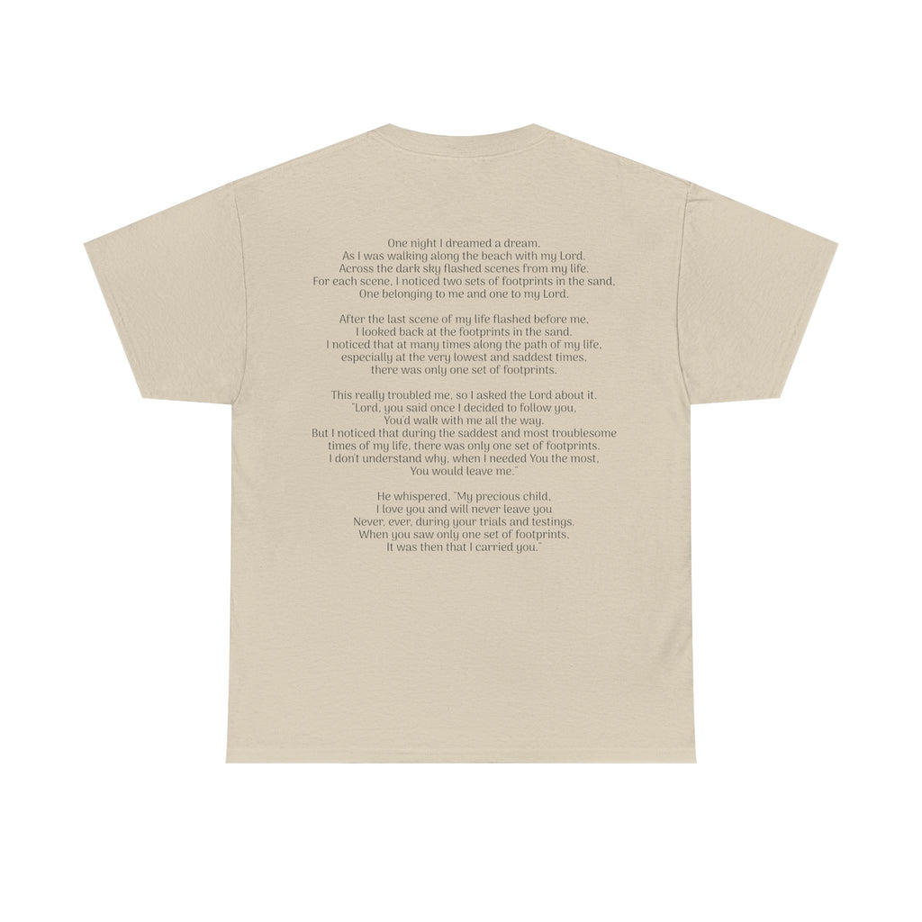 Footprints in the sand poem t-shirt