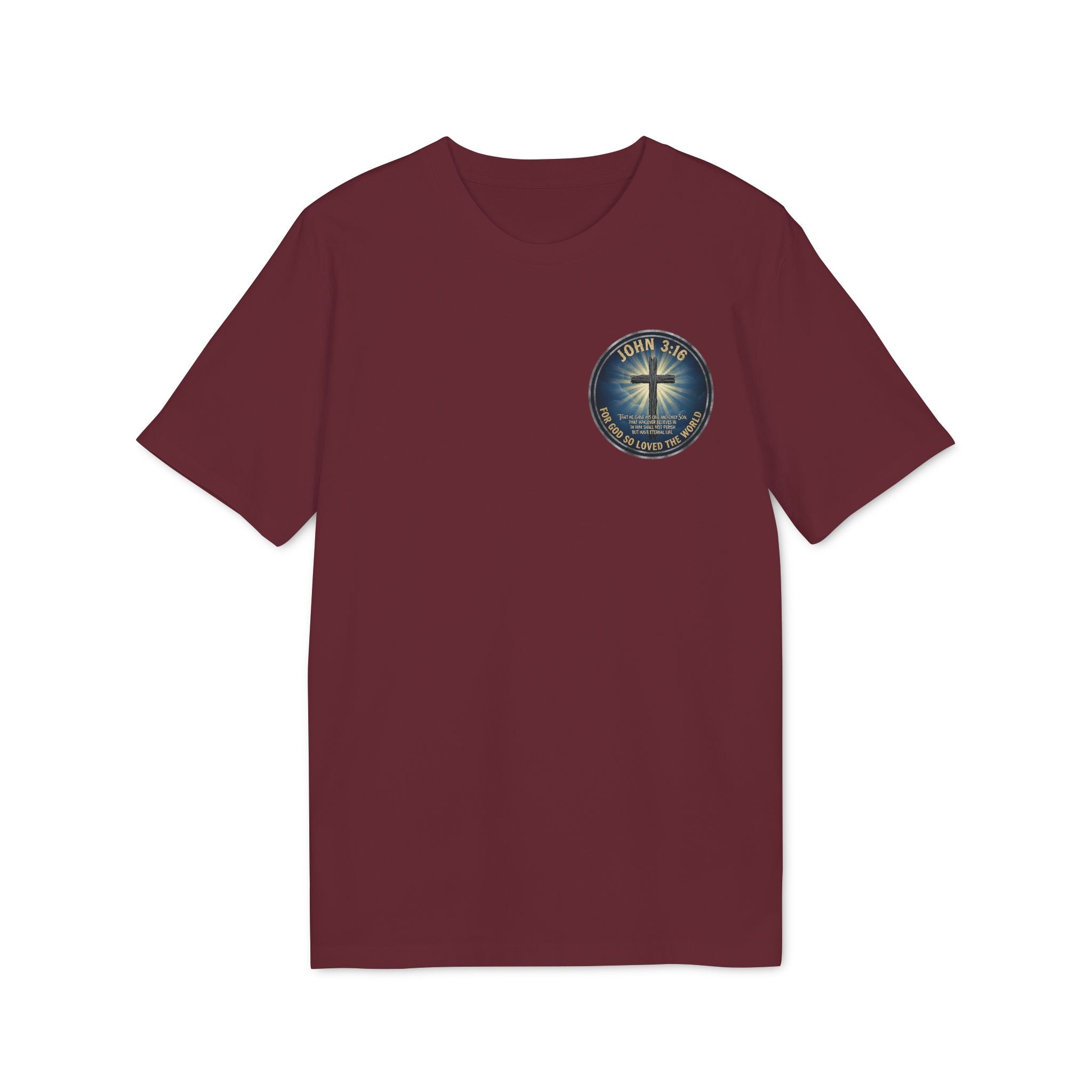Cross and Lighthouse Emblem T-shirt | Christian Faith Badge Graphic