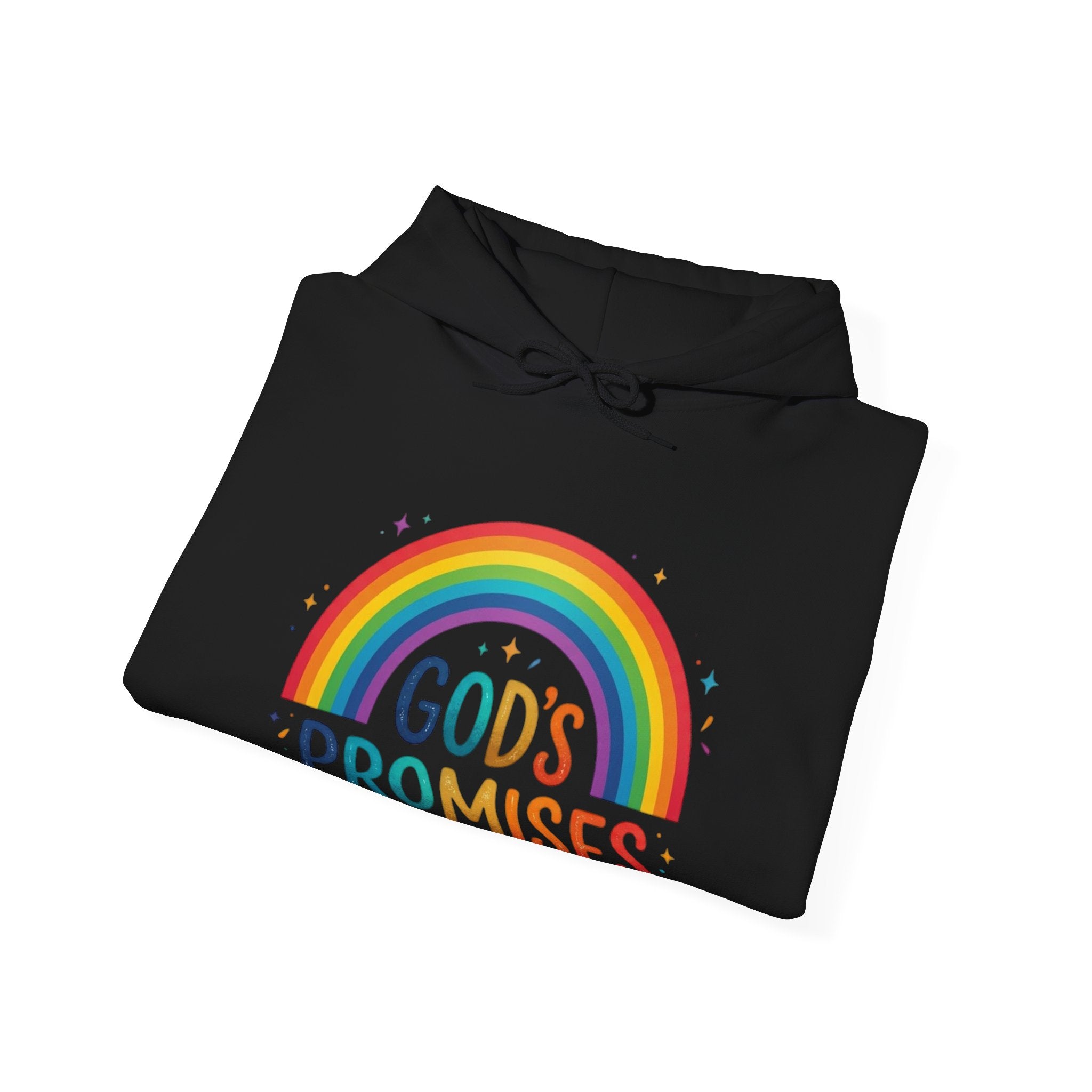 Religious Hoodie — "God's Promises" Rainbow Faith Pullover