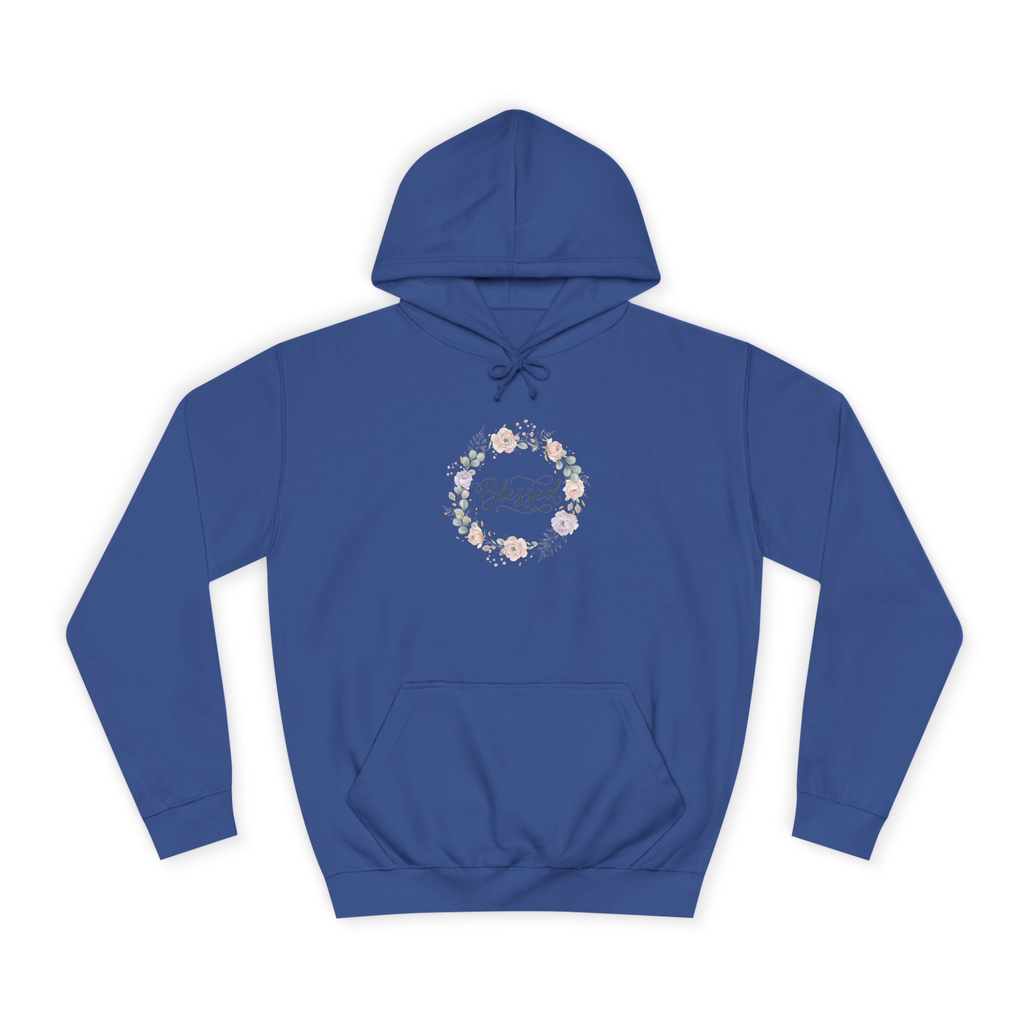 Blessed Floral Wreath Hoodie | Pastel Flowers, Script Typography