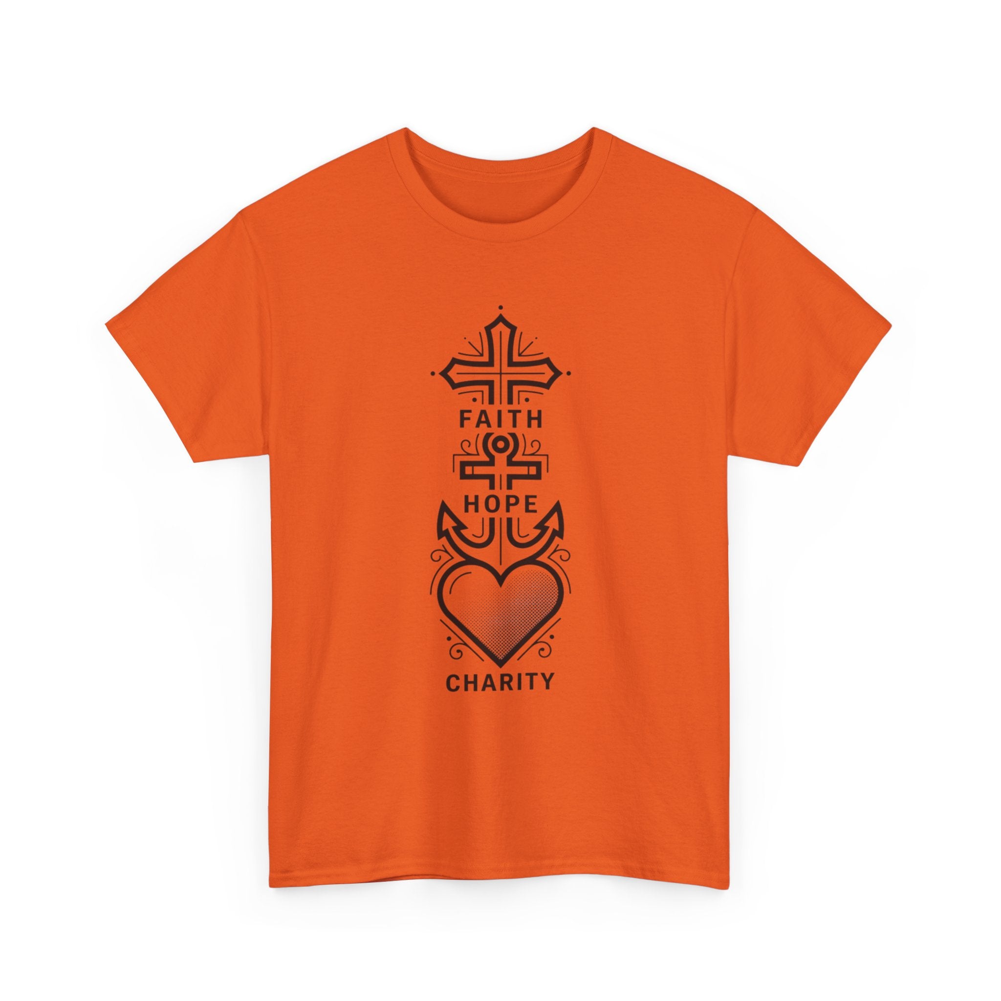 Faith Hope Charity T‑Shirt — Christian Cross, Anchor & Heart  Tee