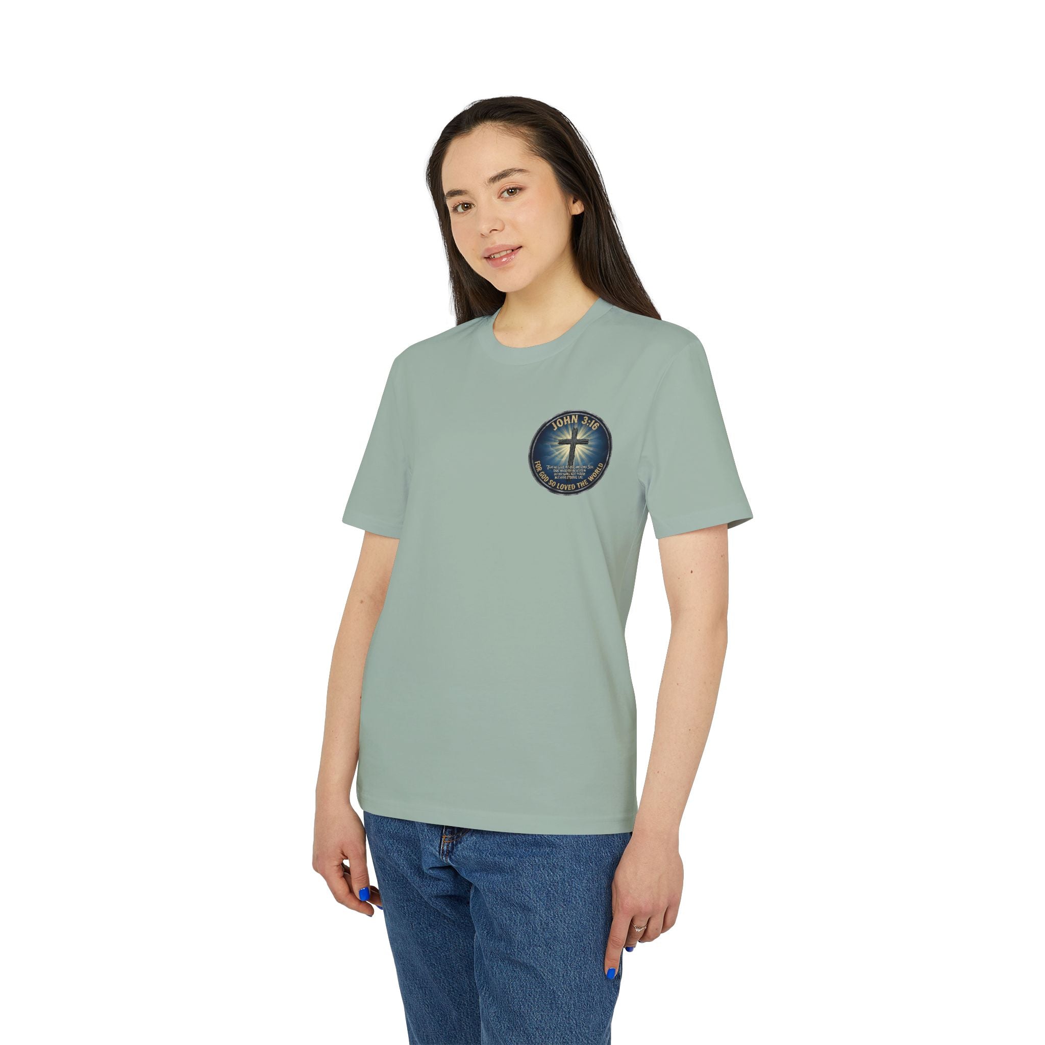 Cross and Lighthouse Emblem T-shirt | Christian Faith Badge Graphic