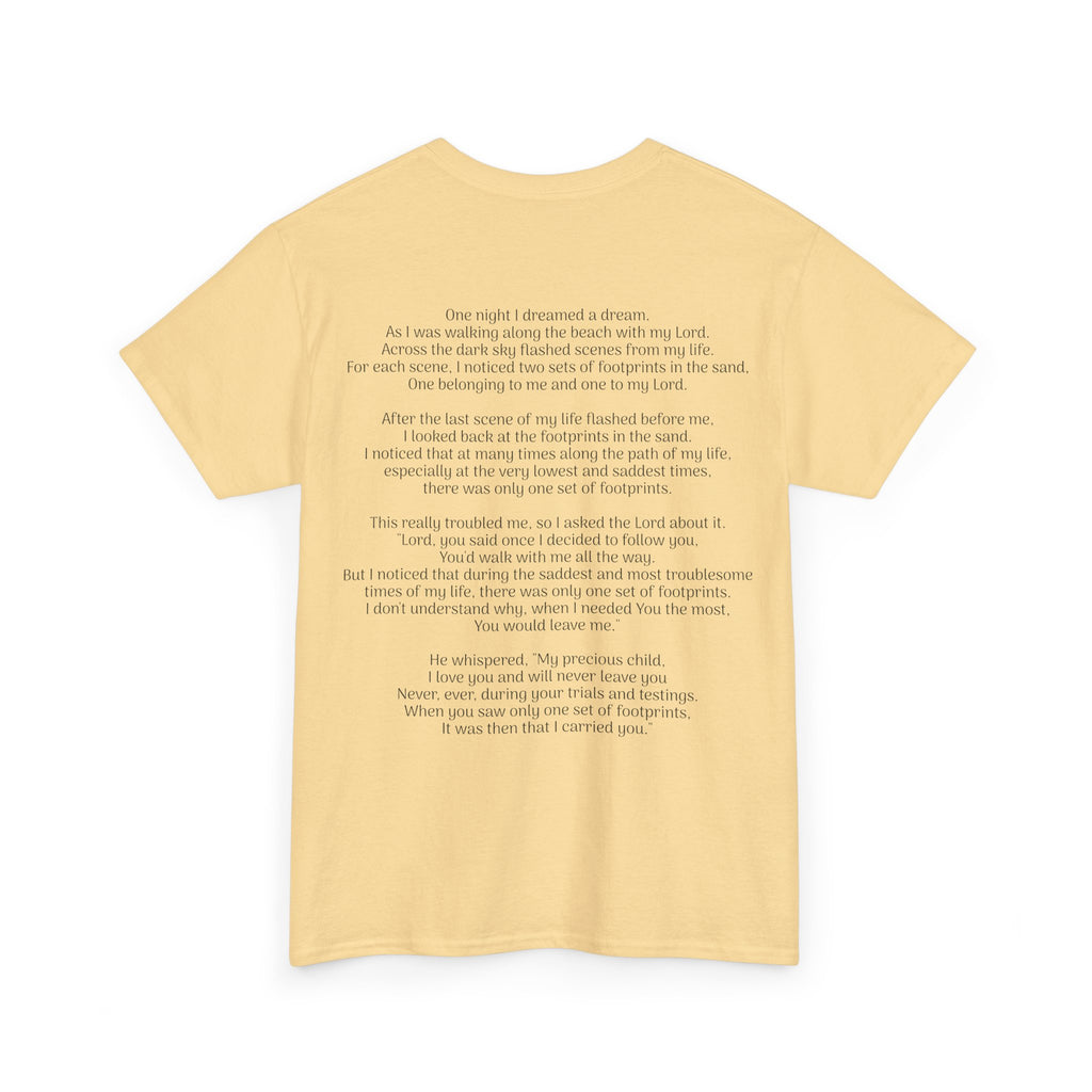 Footprints in the sand poem t-shirt
