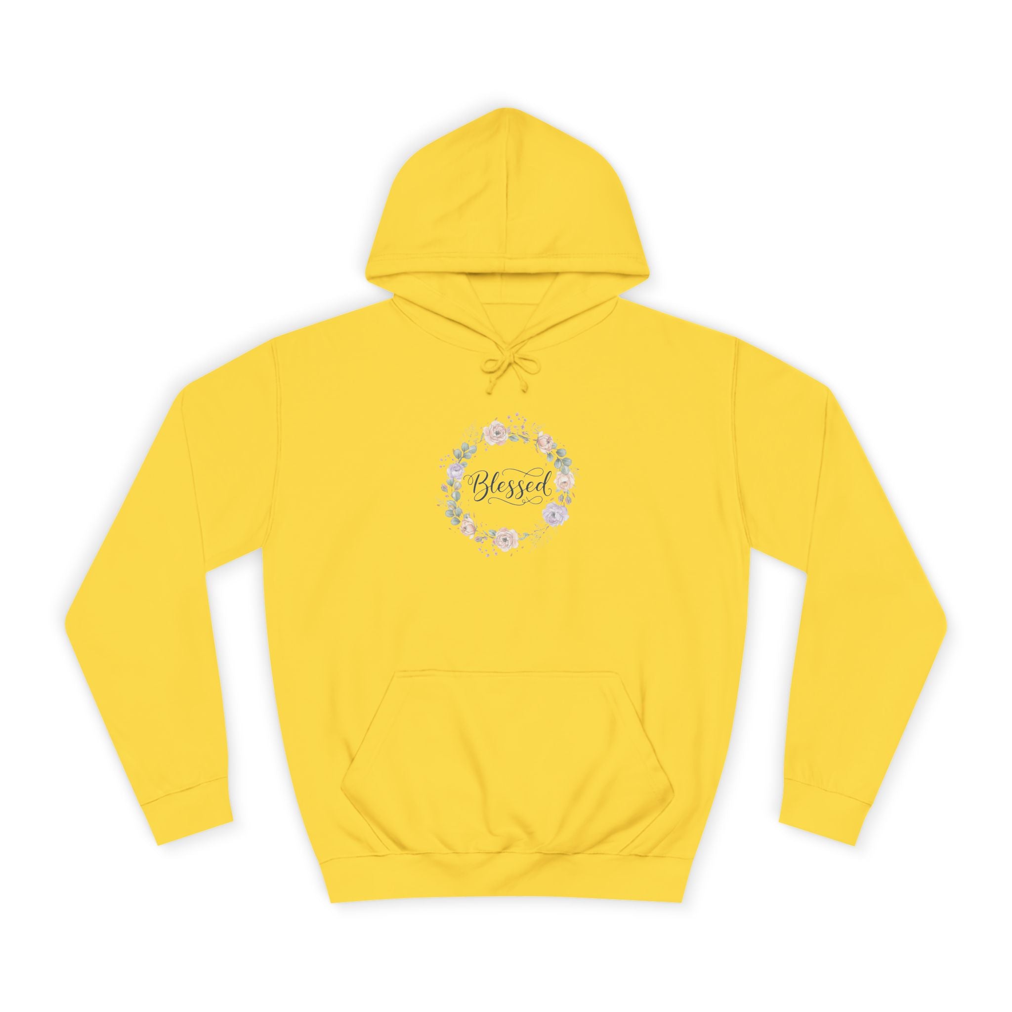 Blessed Floral Wreath Hoodie | Pastel Flowers, Script Typography