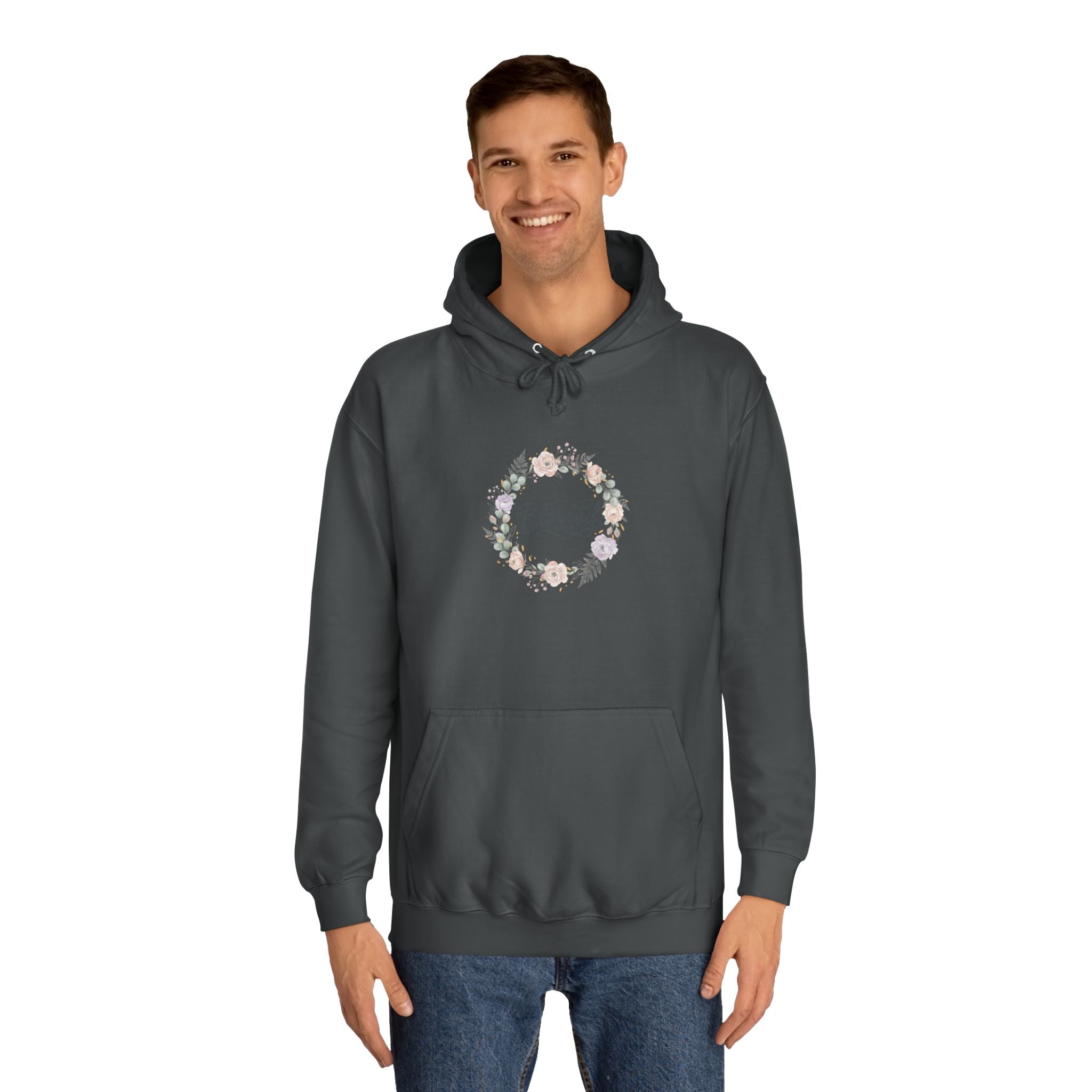 Blessed Floral Wreath Hoodie | Pastel Flowers, Script Typography