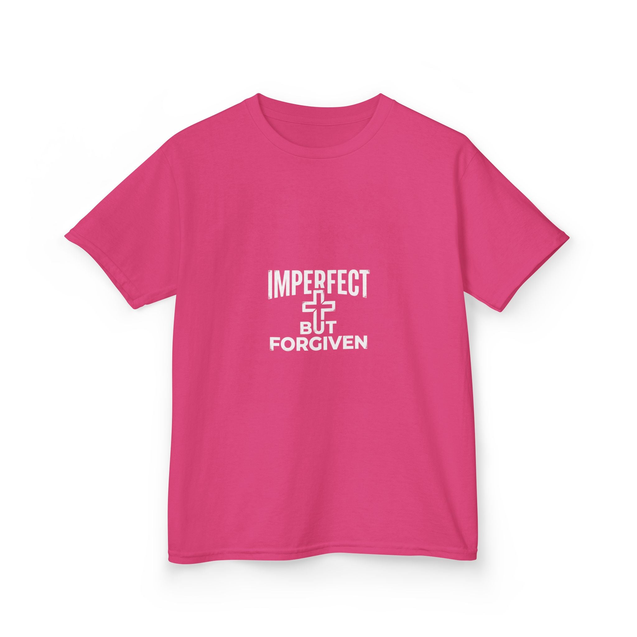 Imperfect But Forgiven Kids Tee | Christian Cross Typography