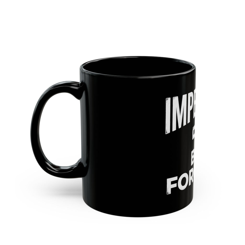 Imperfect But Forgiven mug | Black ceramic coffee mug with cross design