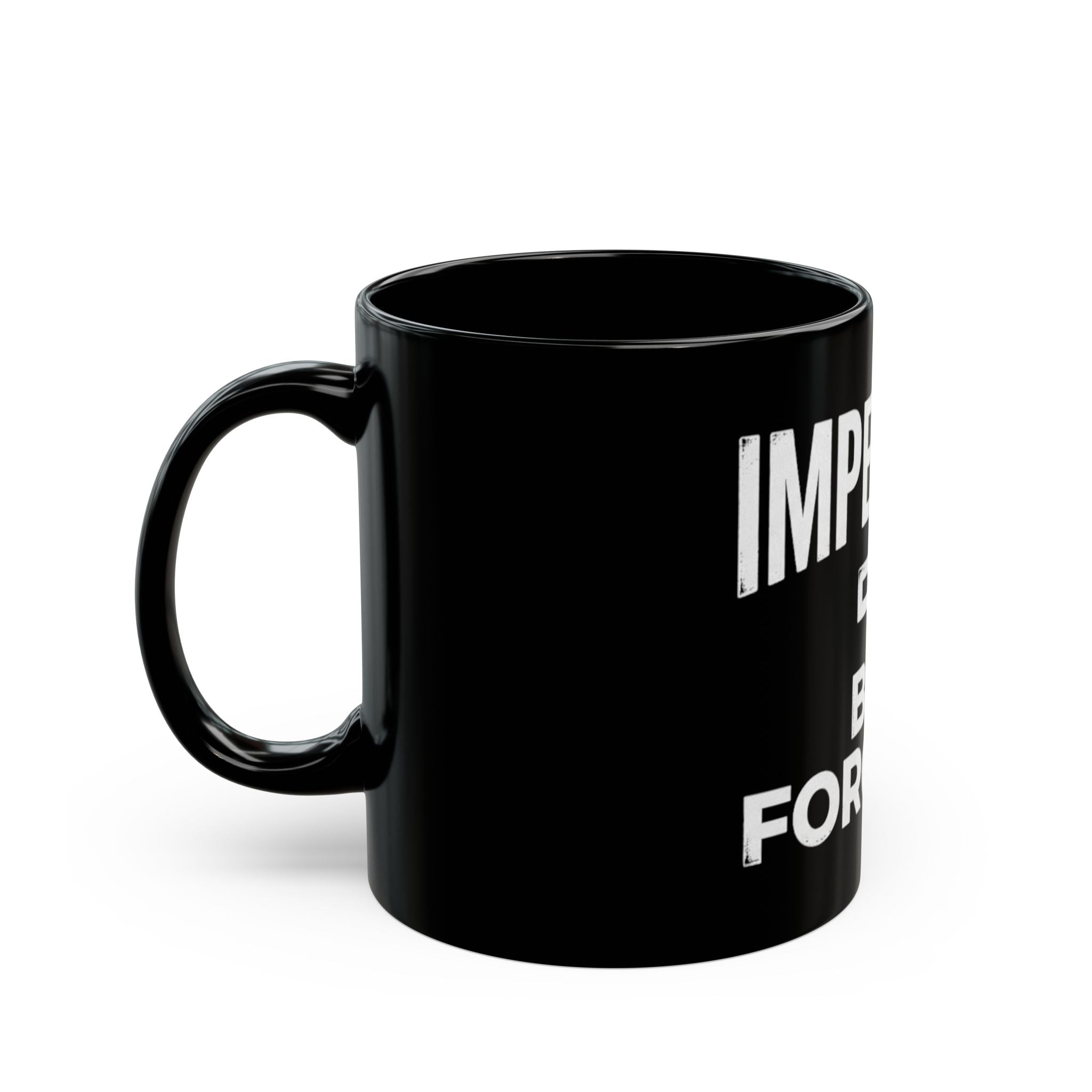 Imperfect But Forgiven mug | Black ceramic coffee mug with cross design