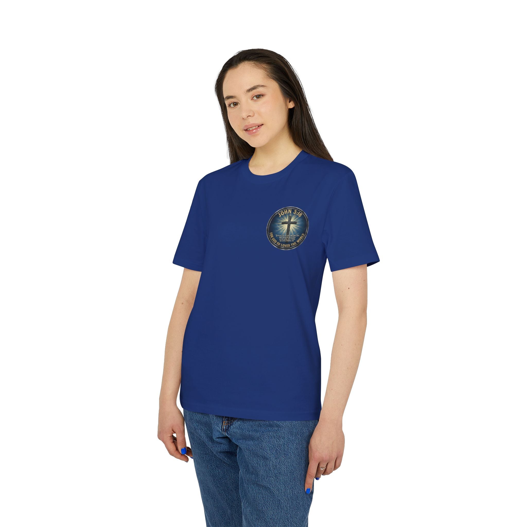 Cross and Lighthouse Emblem T-shirt | Christian Faith Badge Graphic