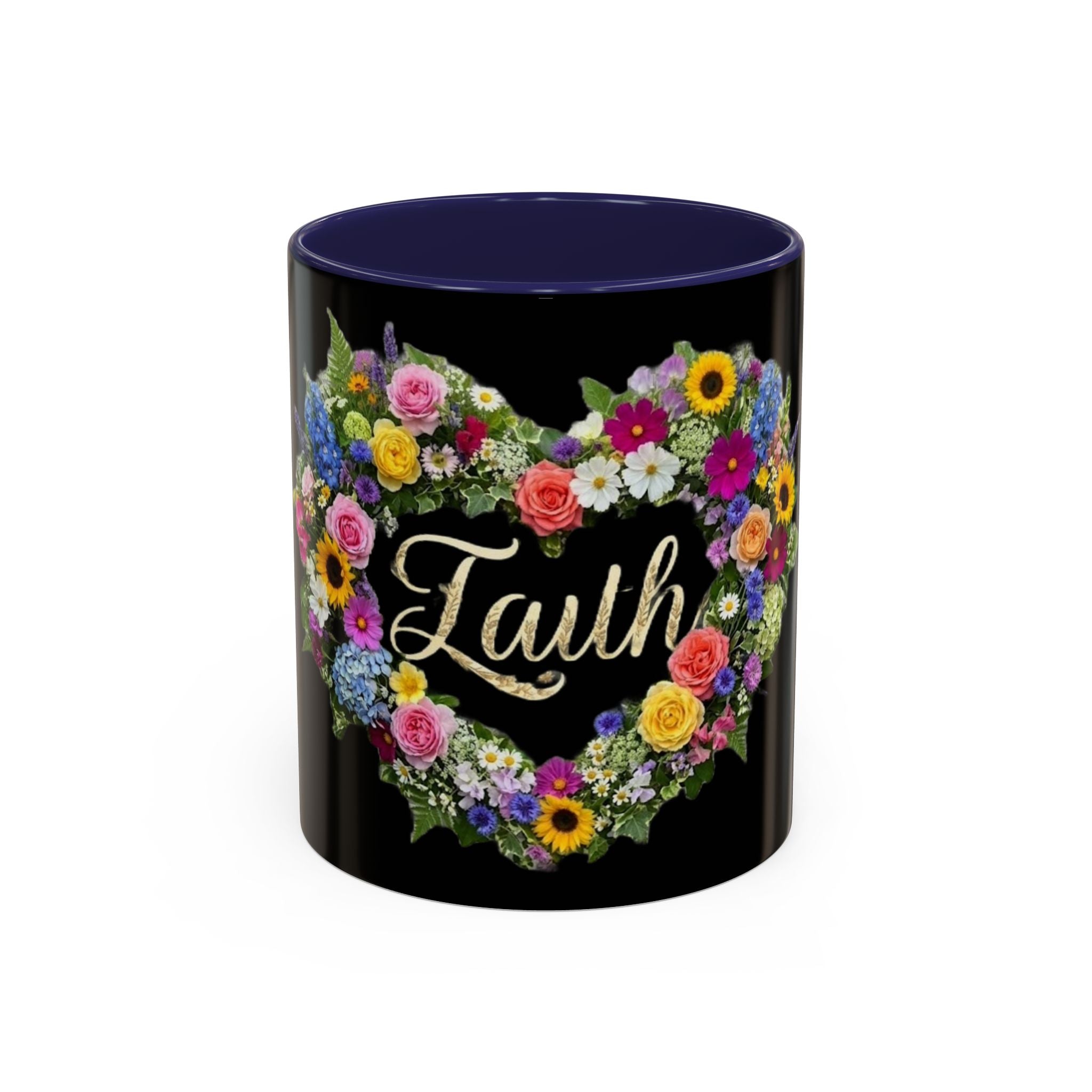 Floral Heart 'Faith' Mug | Accent Coffee Mug 11oz or 15oz