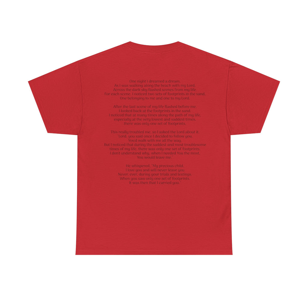 Footprints in the sand poem t-shirt