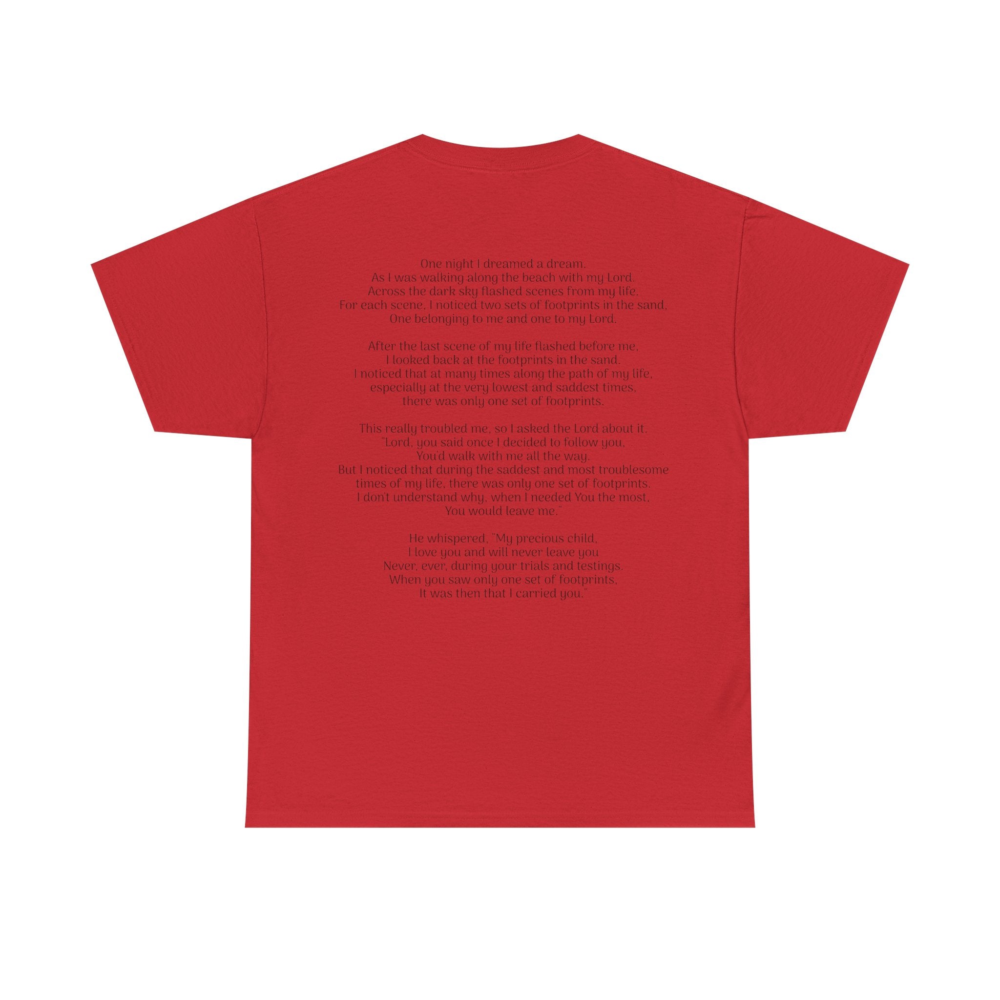 Footprints in the sand poem t-shirt