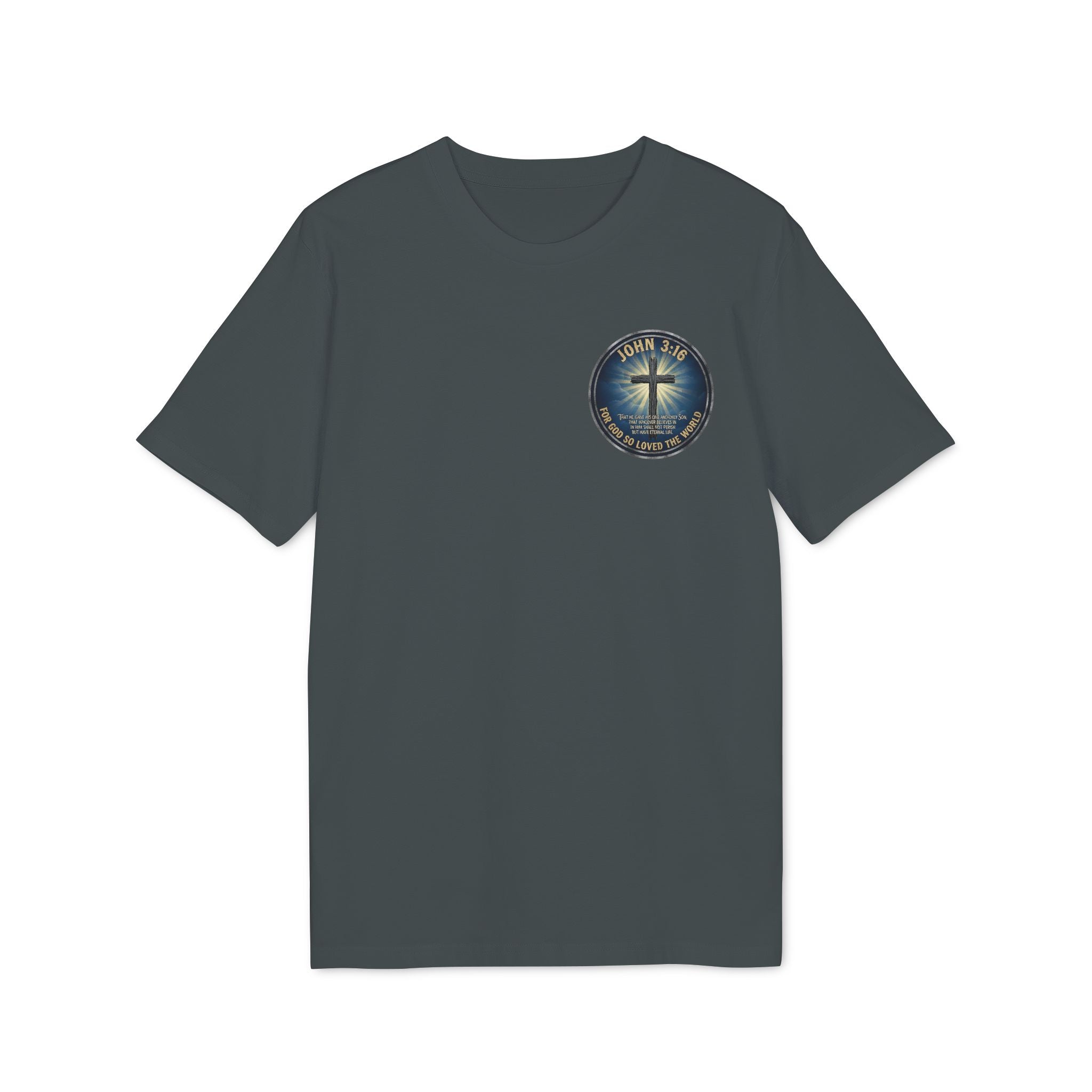 Cross and Lighthouse Emblem T-shirt | Christian Faith Badge Graphic
