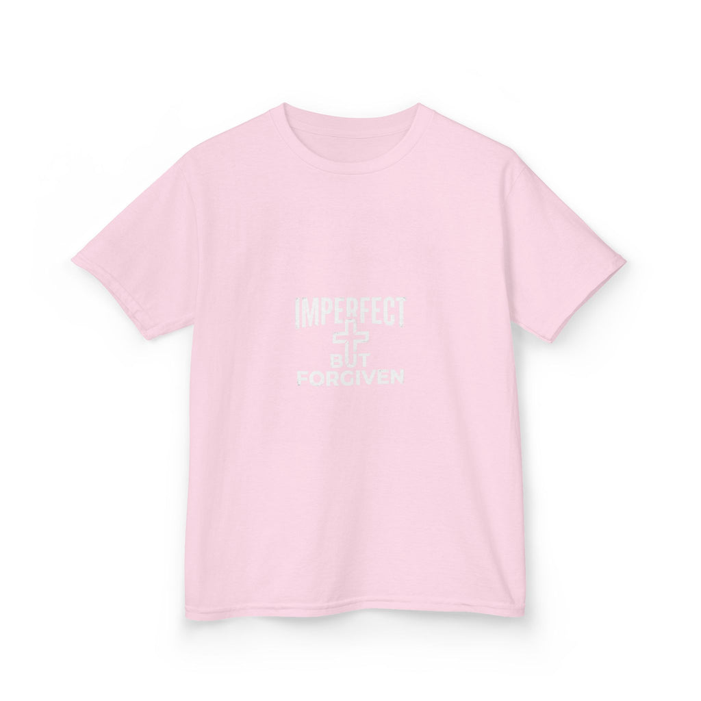 Imperfect But Forgiven Kids Tee | Christian Cross Typography