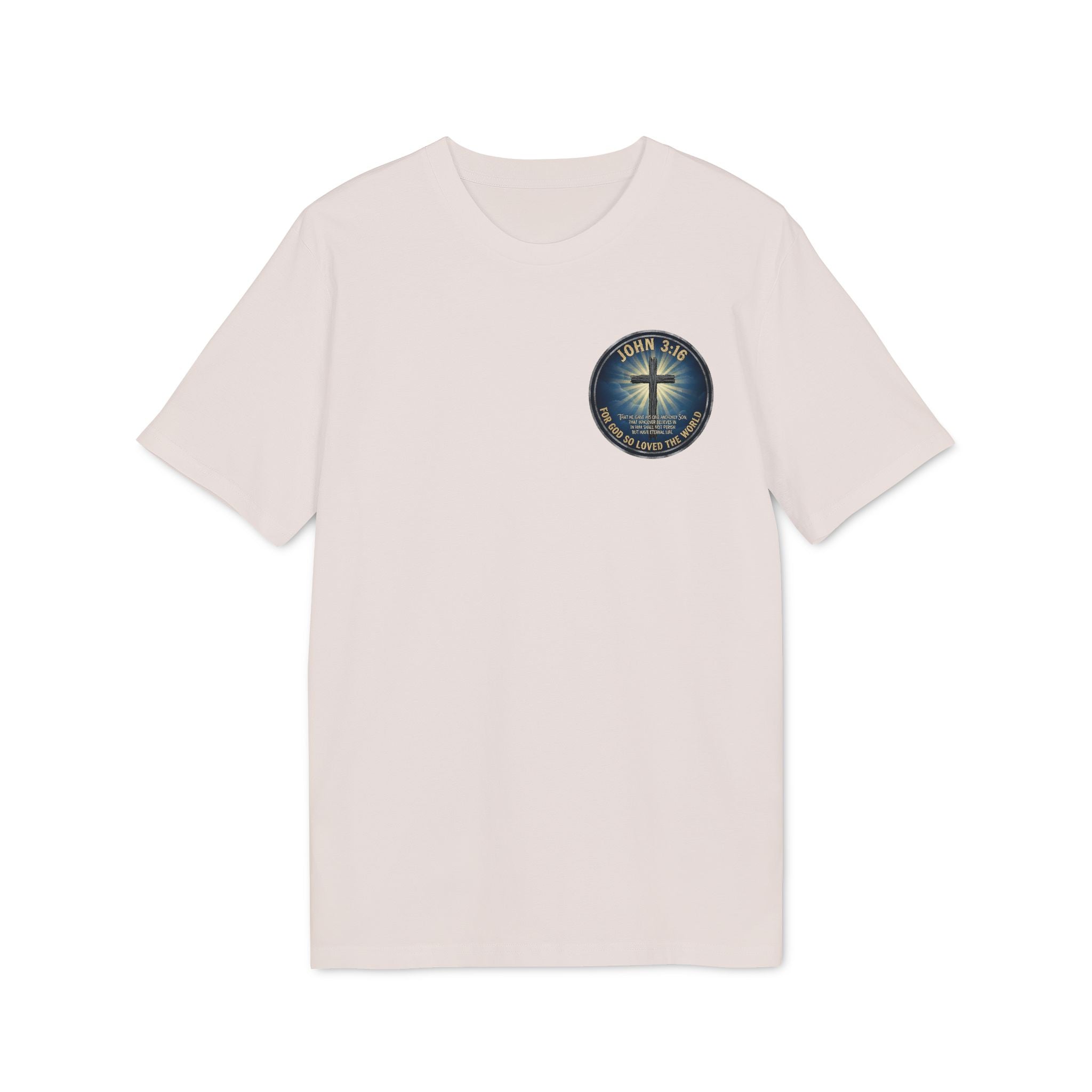 Cross and Lighthouse Emblem T-shirt | Christian Faith Badge Graphic