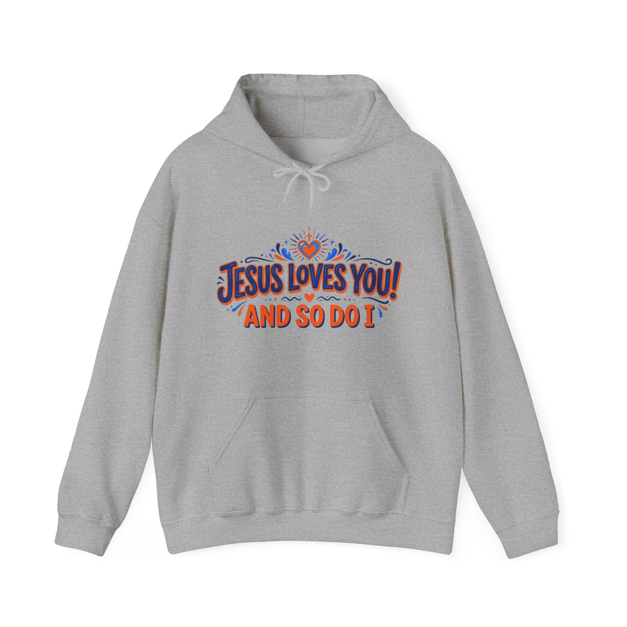 Christian Hoodie - "Jesus Loves You! And So Do I" Heart Graphic Faith Sweatshirt