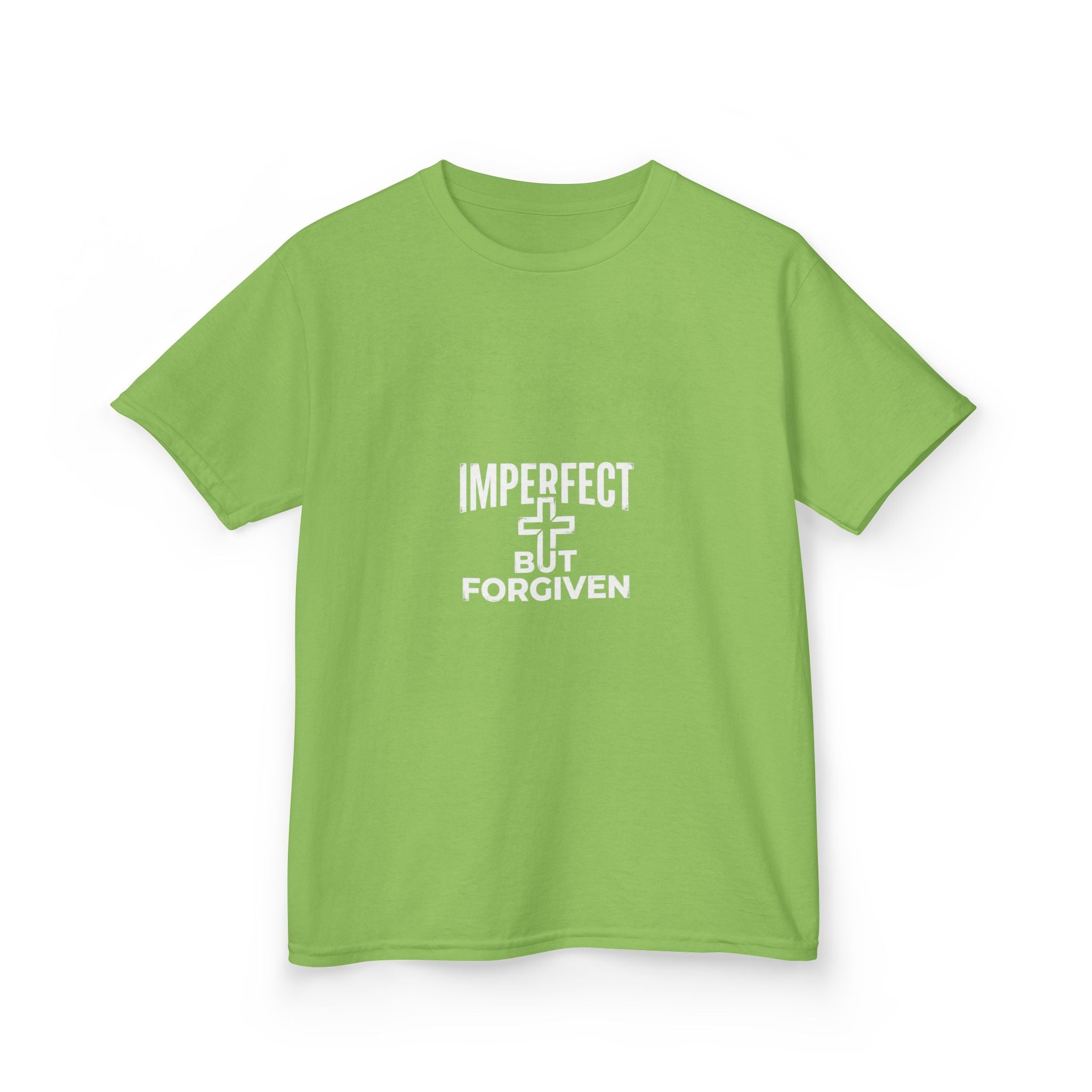 Imperfect But Forgiven Kids Tee | Christian Cross Typography