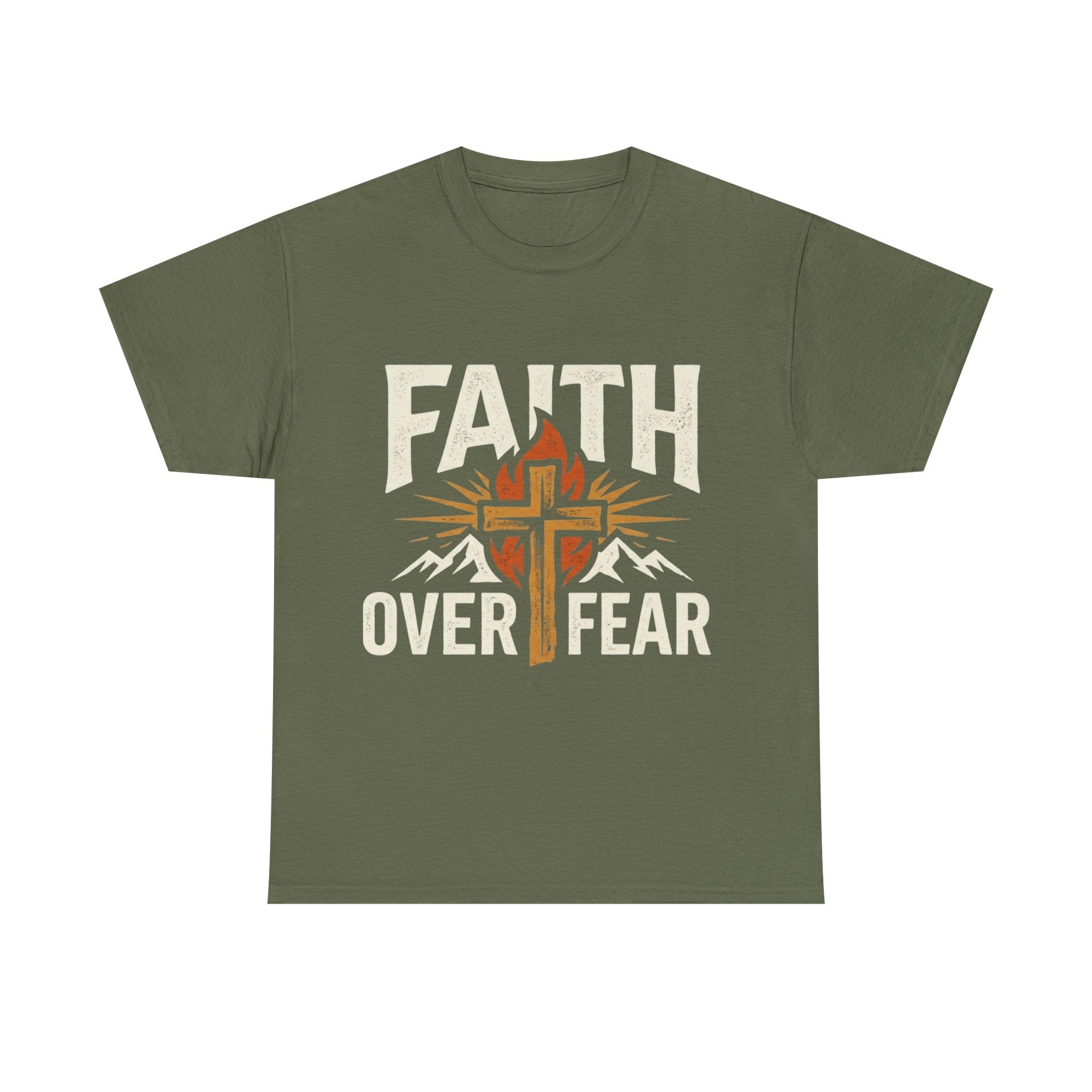 Faith Over Fear T-Shirt — Christian Cross Mountain Inspirational Tee