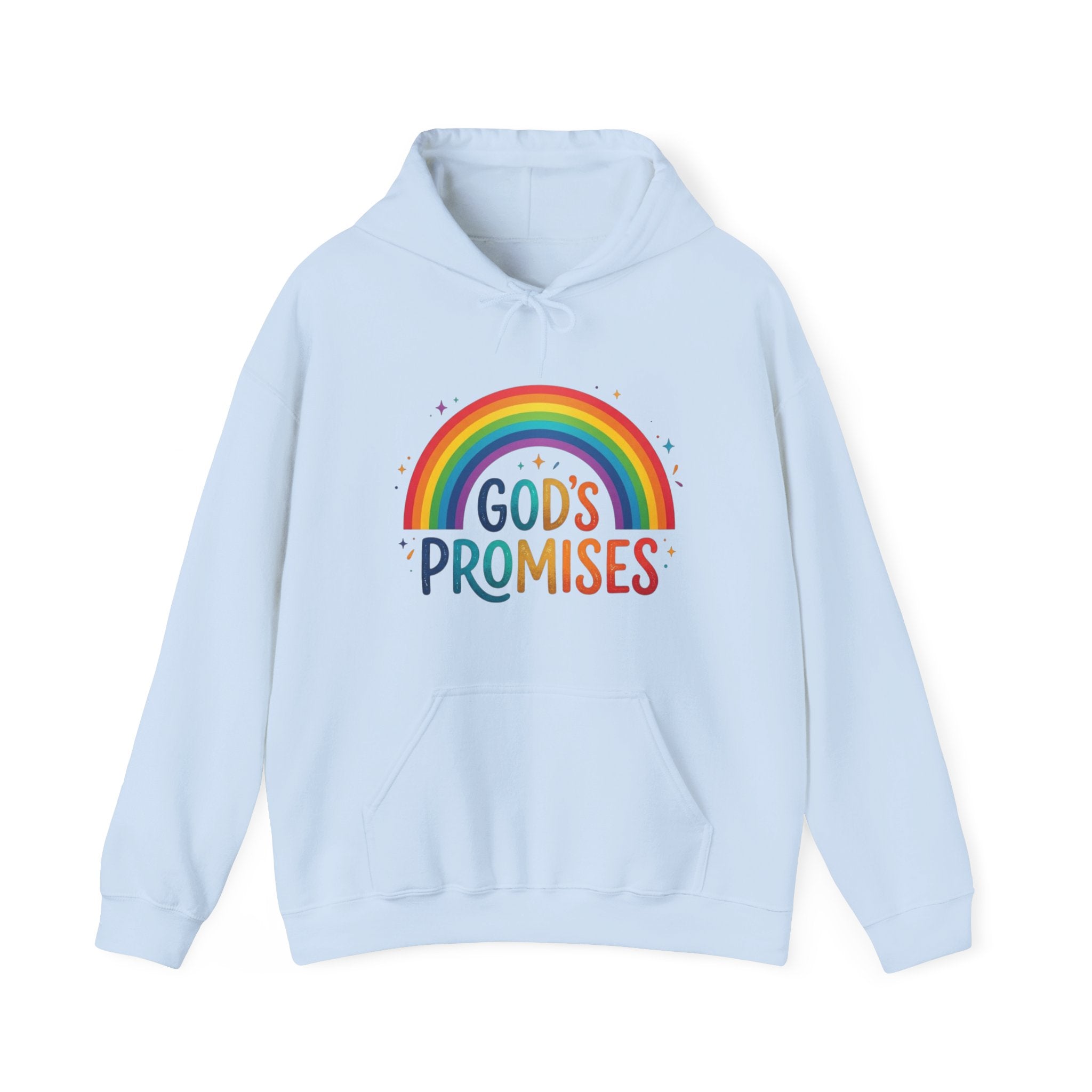 Religious Hoodie — "God's Promises" Rainbow Faith Pullover