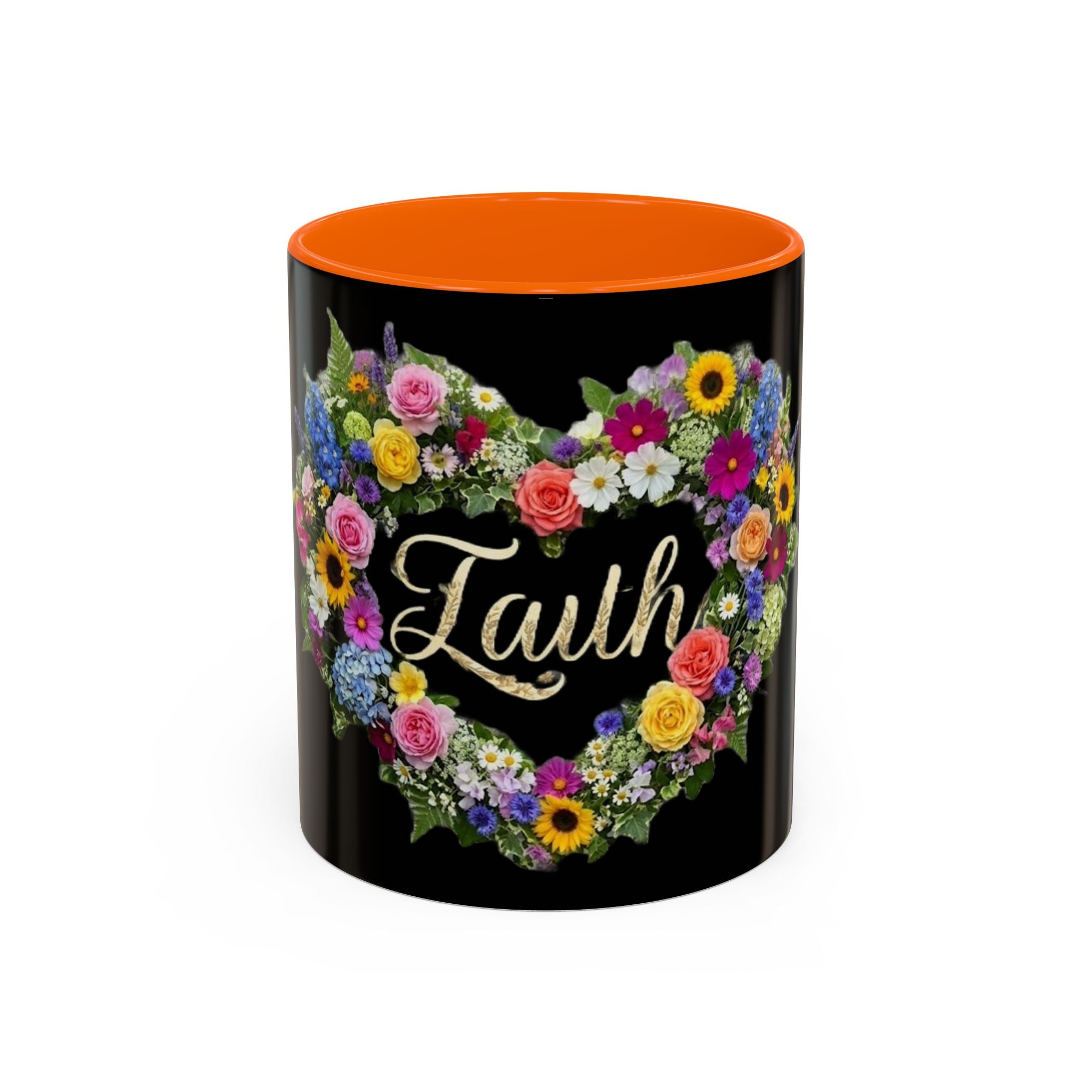 Floral Heart 'Faith' Mug | Accent Coffee Mug 11oz or 15oz