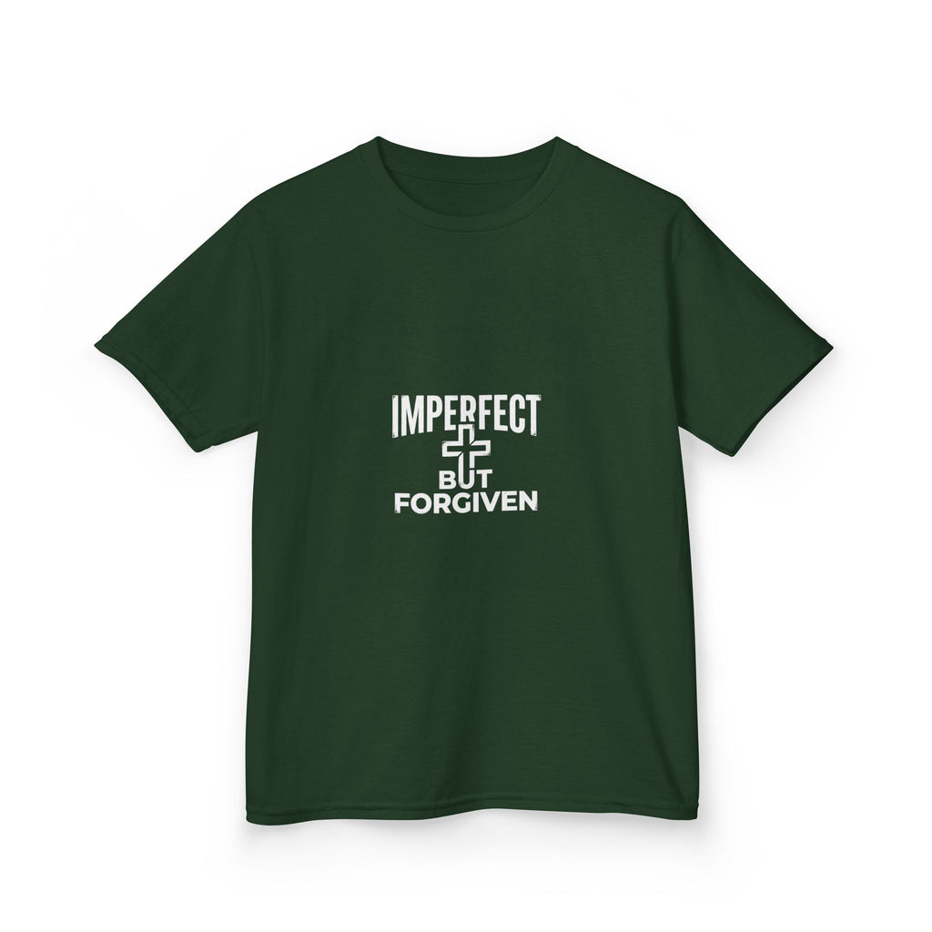 Imperfect But Forgiven Kids Tee | Christian Cross Typography