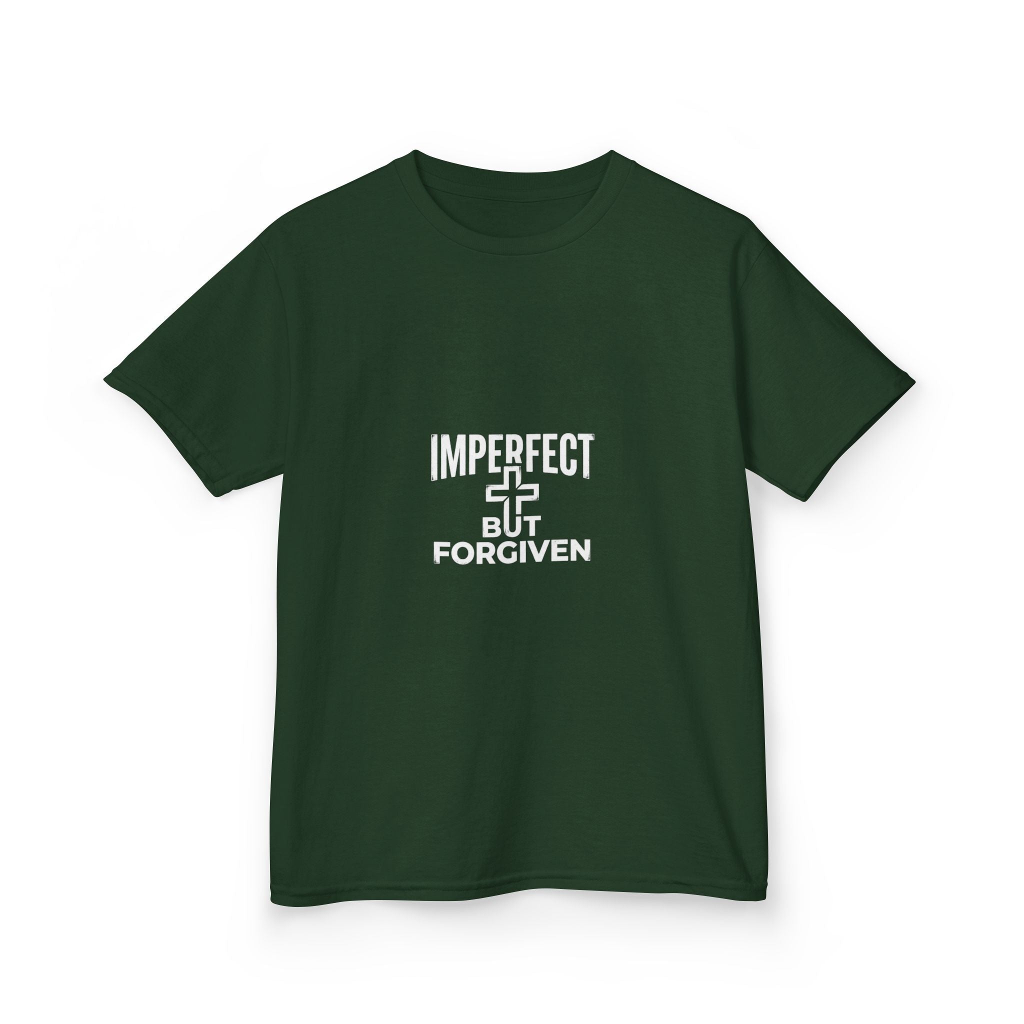 Imperfect But Forgiven Kids Tee | Christian Cross Typography