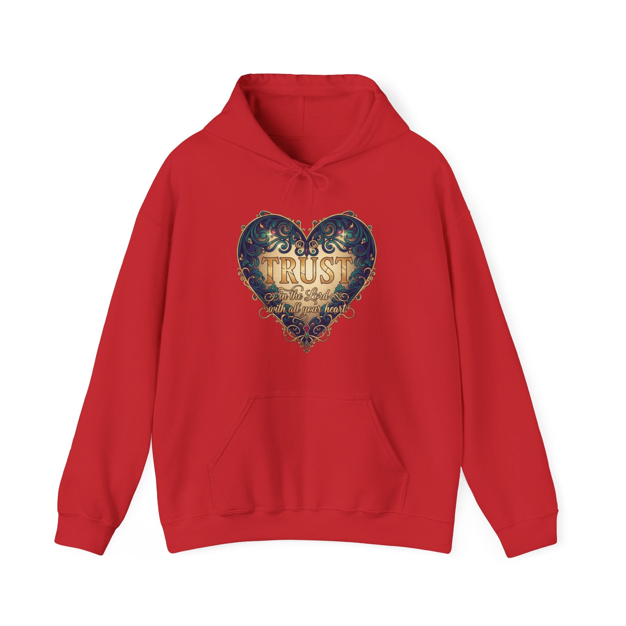Trust Heart Hoodie — Vintage Ornamental Faith Graphic Pullover