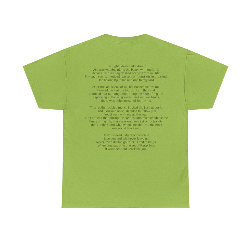Footprints in the sand poem t-shirt