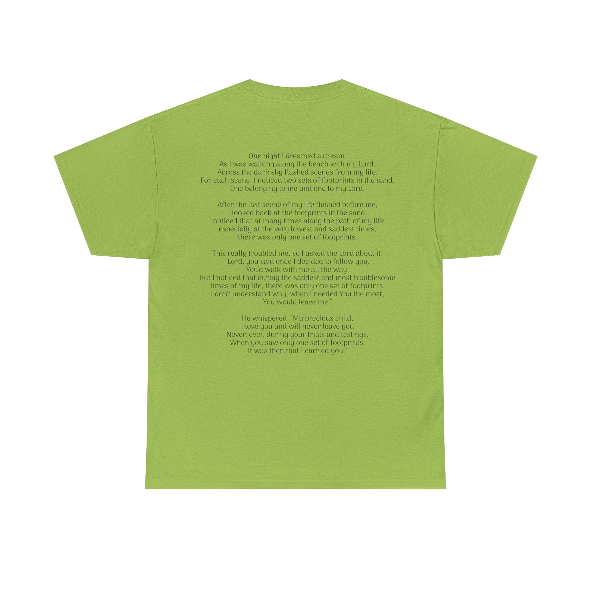 Footprints in the sand poem t-shirt