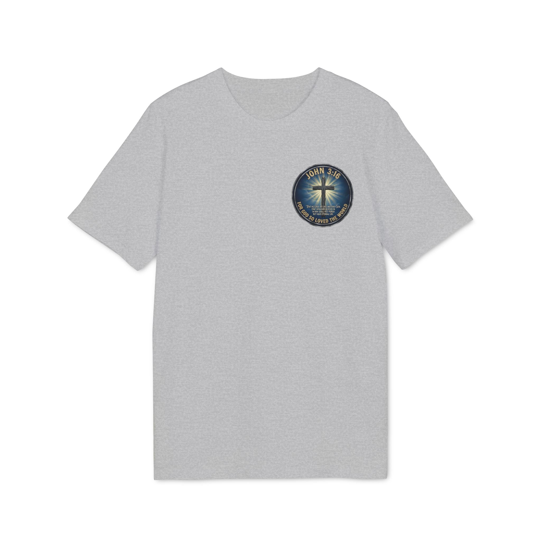 Cross and Lighthouse Emblem T-shirt | Christian Faith Badge Graphic