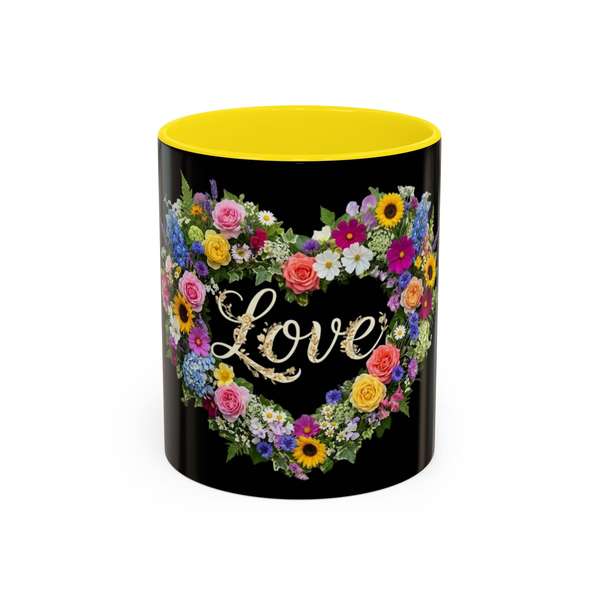 Floral Heart Love Accent Mug | Coffee Cup