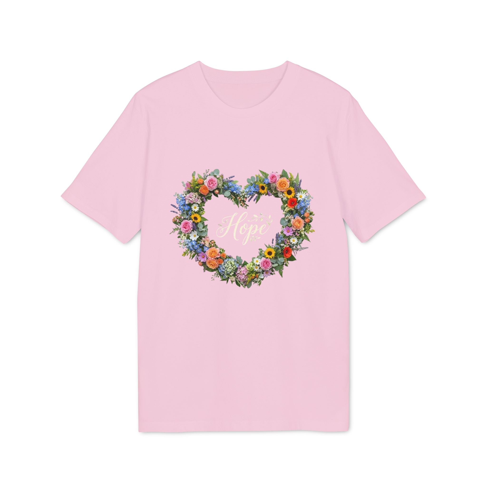 Hope floral heart T-shirt | Flower wreath typography