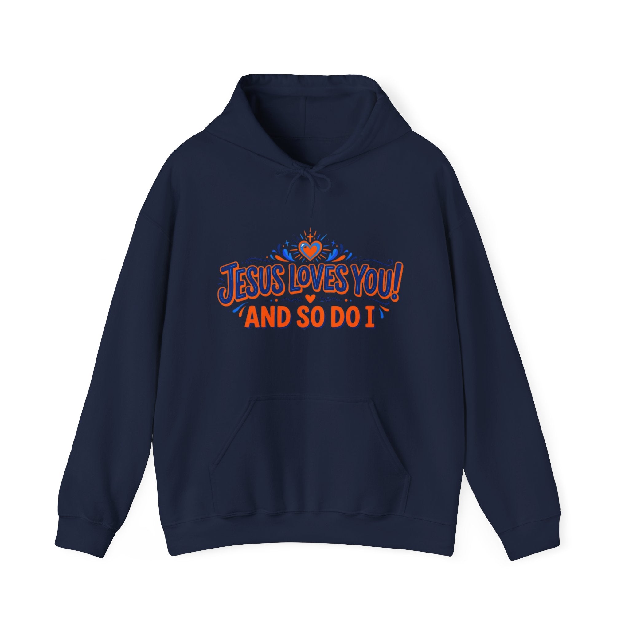Christian Hoodie - "Jesus Loves You! And So Do I" Heart Graphic Faith Sweatshirt