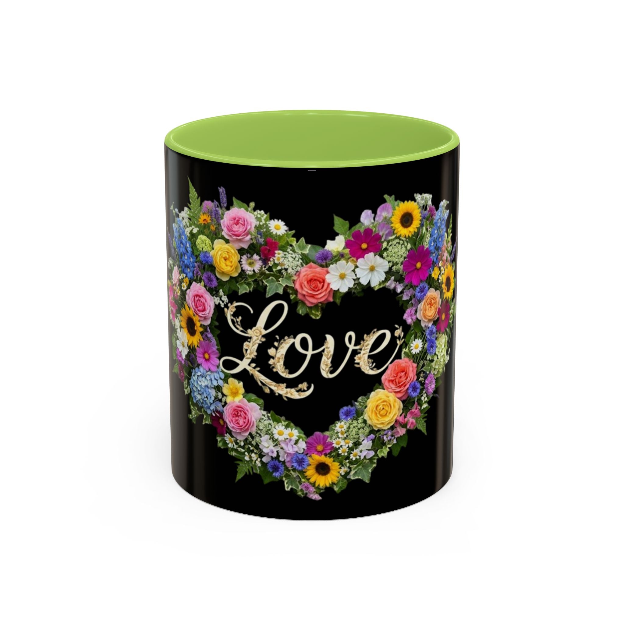 Floral Heart Love Accent Mug | Coffee Cup