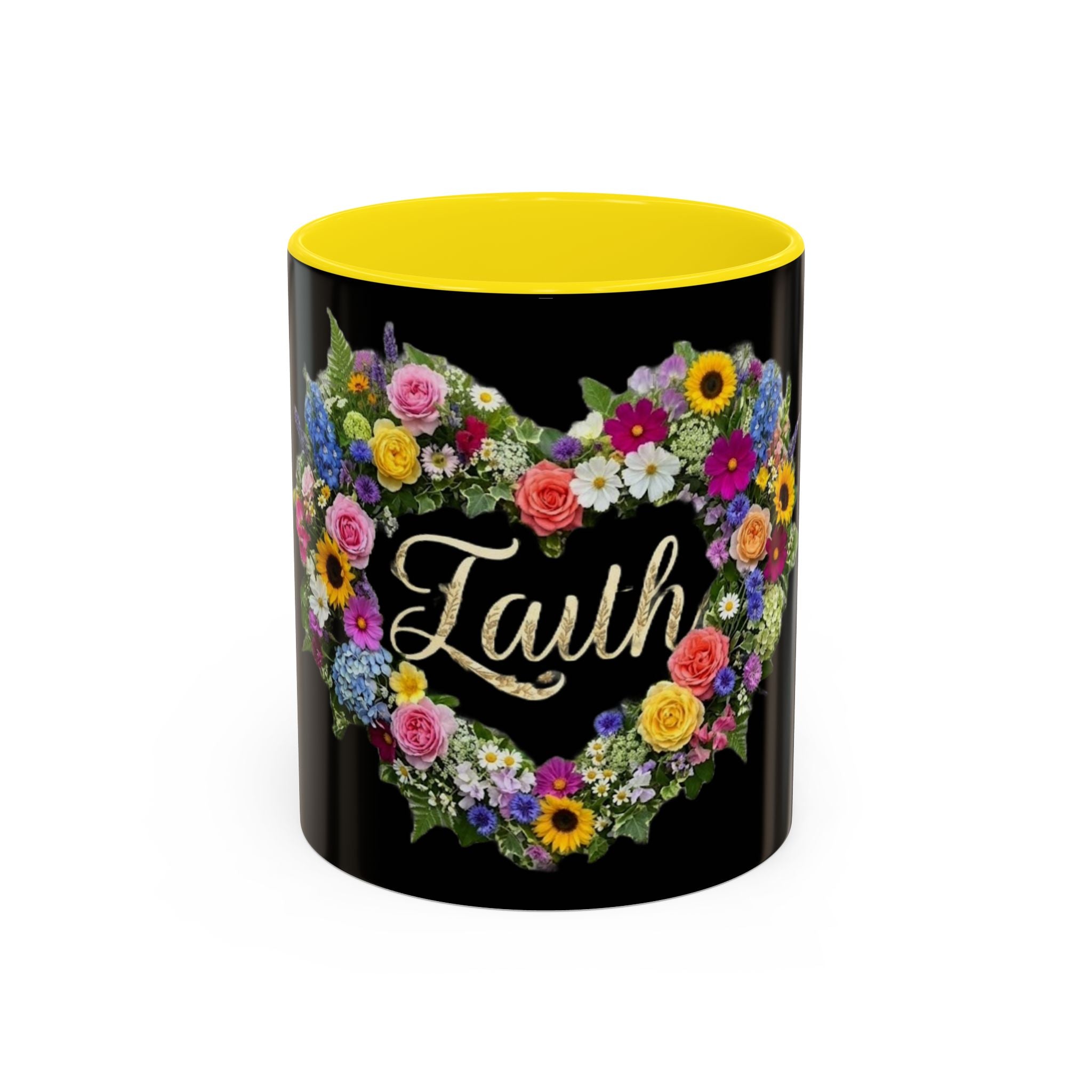 Floral Heart 'Faith' Mug | Accent Coffee Mug 11oz or 15oz