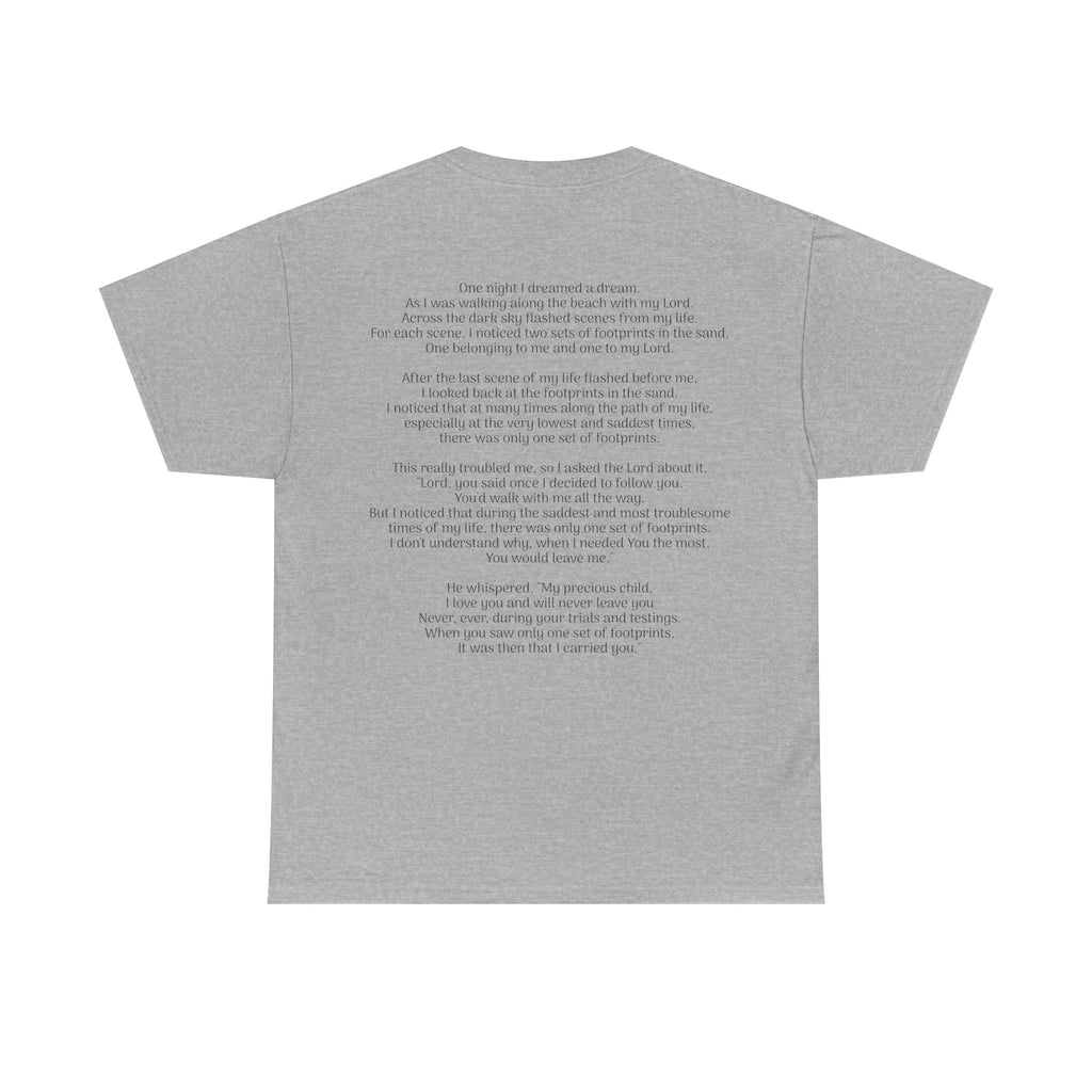 Footprints in the sand poem t-shirt