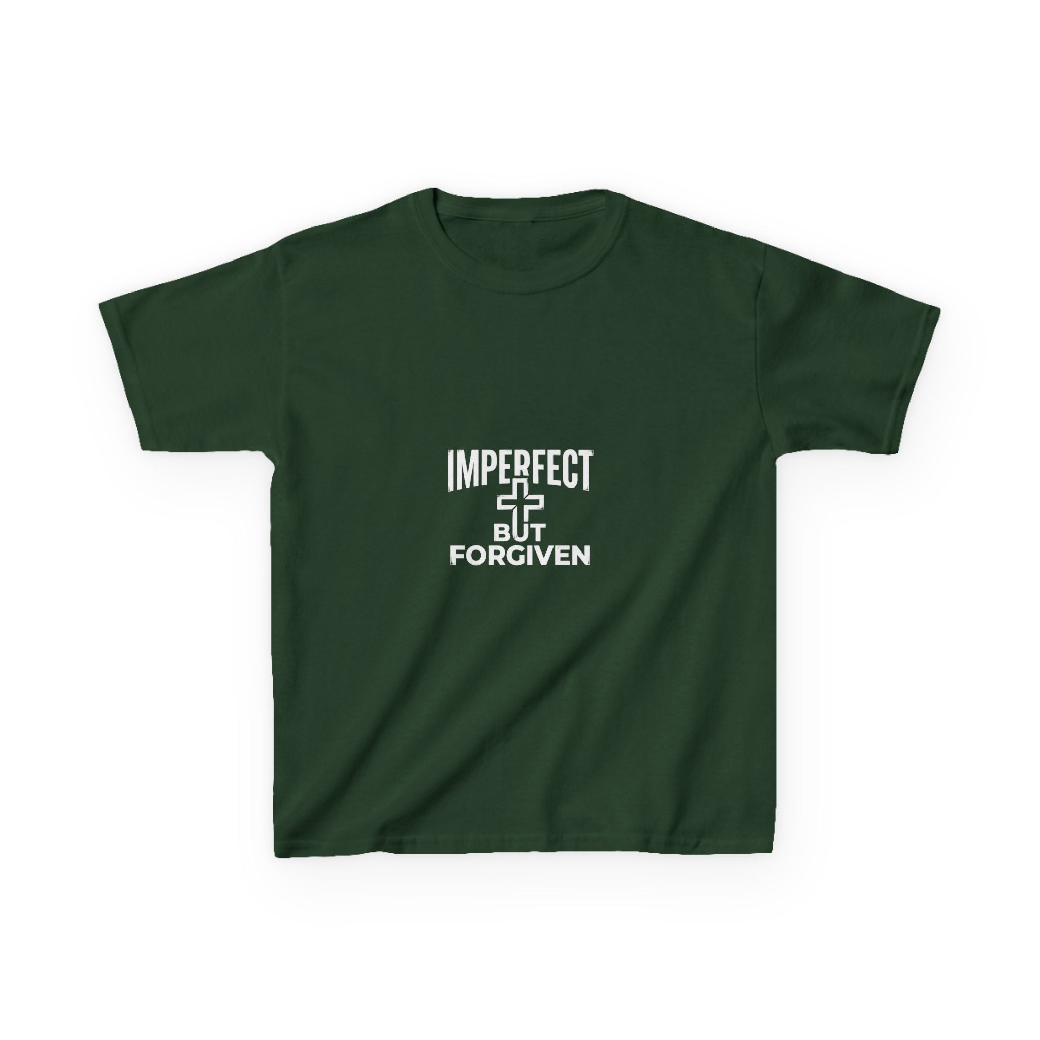 Imperfect But Forgiven Kids Tee | Christian Cross Typography