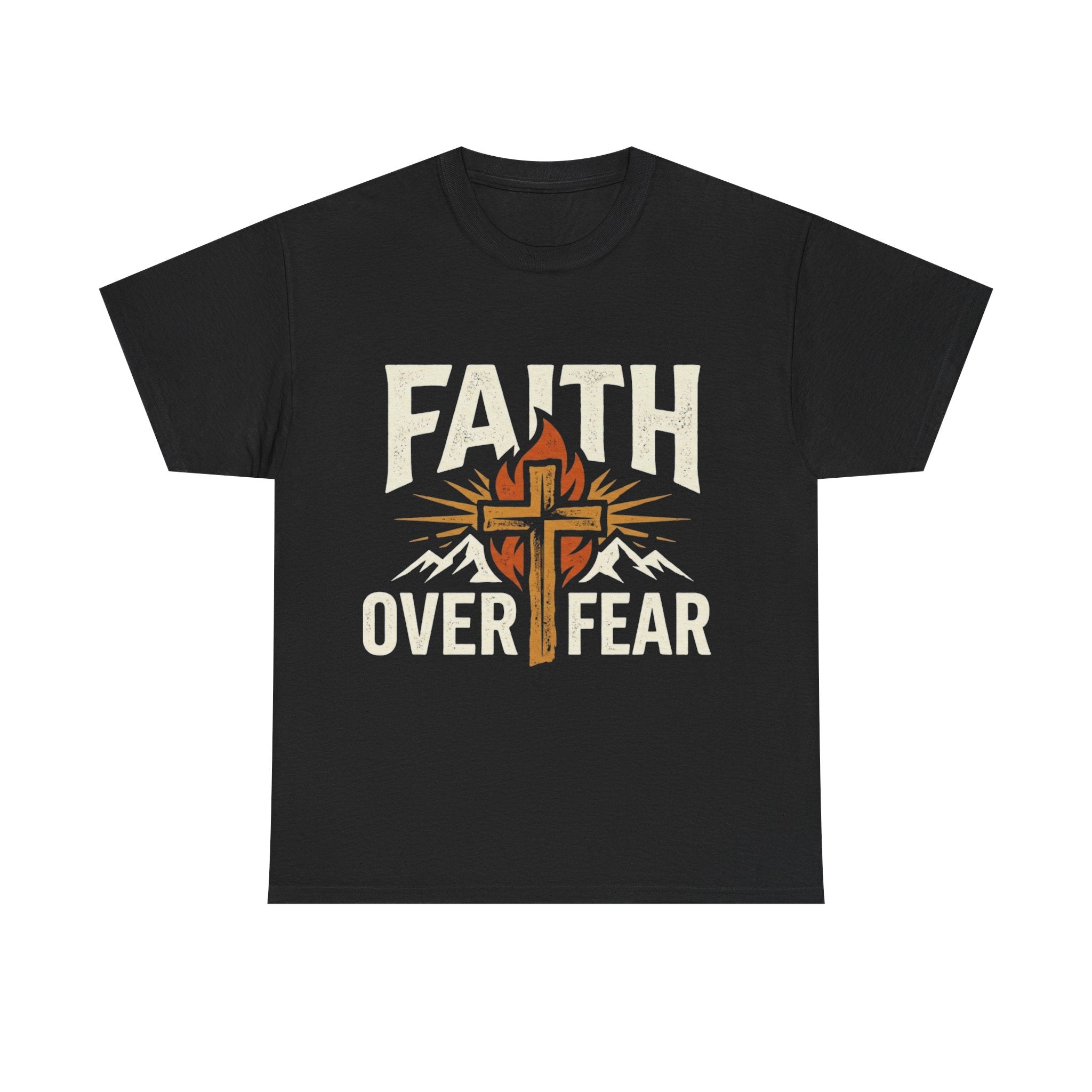 Faith Over Fear T-Shirt — Christian Cross Mountain Inspirational Tee