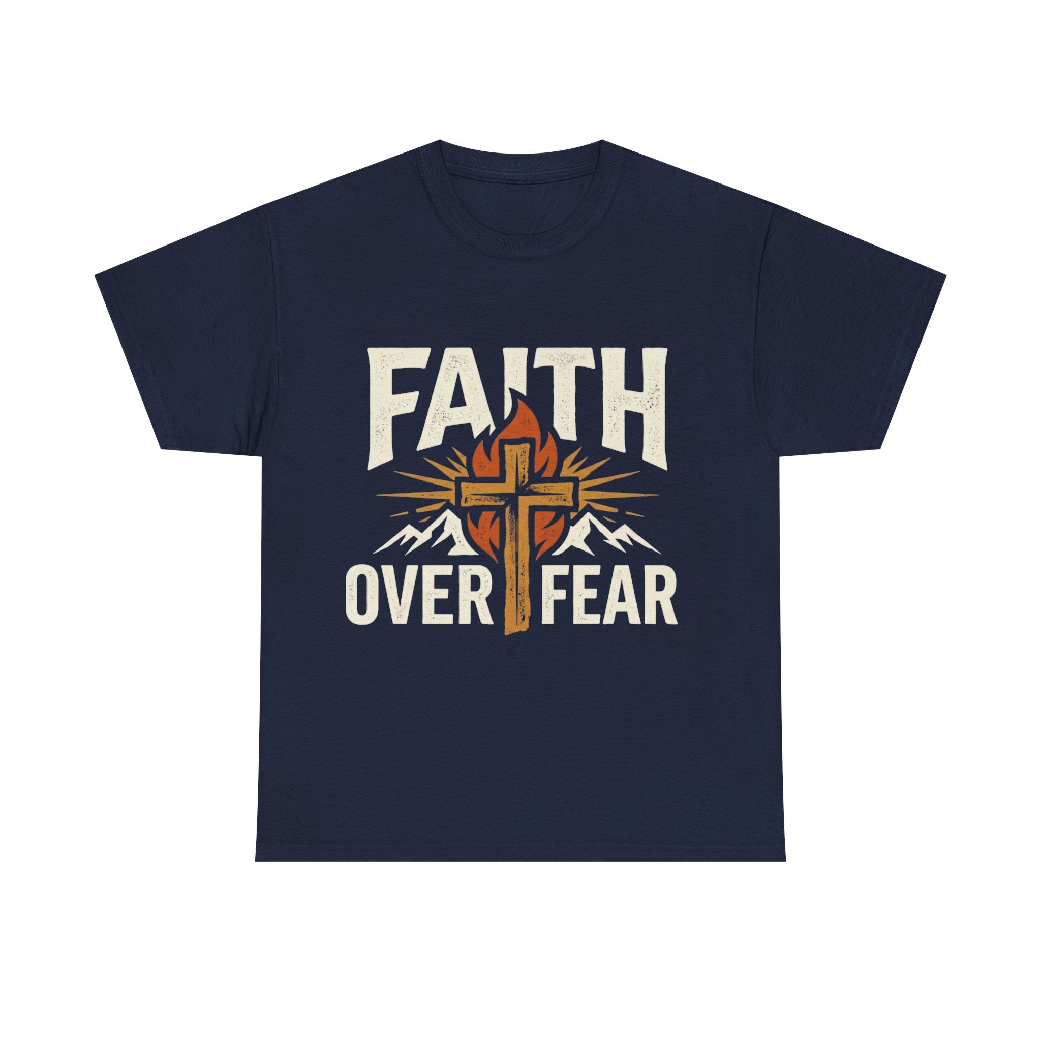 Faith Over Fear T-Shirt — Christian Cross Mountain Inspirational Tee