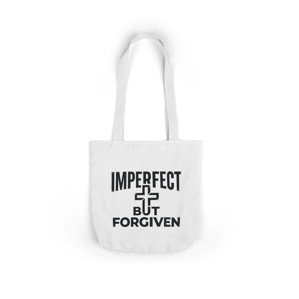 Imperfect But Forgiven Tote Bag | Canvas Christian Cross Scripture