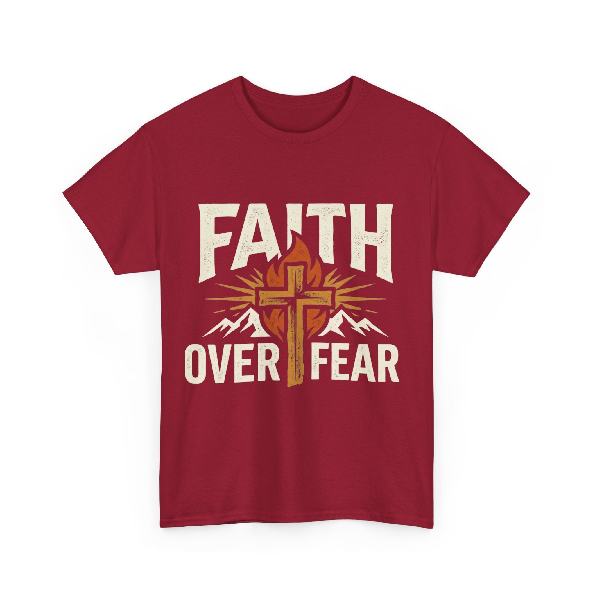 Faith Over Fear T-Shirt — Christian Cross Mountain Inspirational Tee