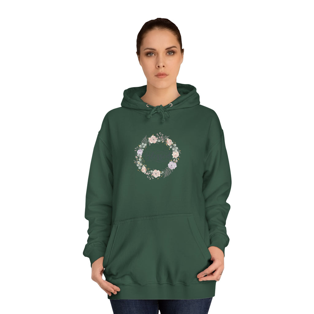 Blessed Floral Wreath Hoodie | Pastel Flowers, Script Typograph USAy