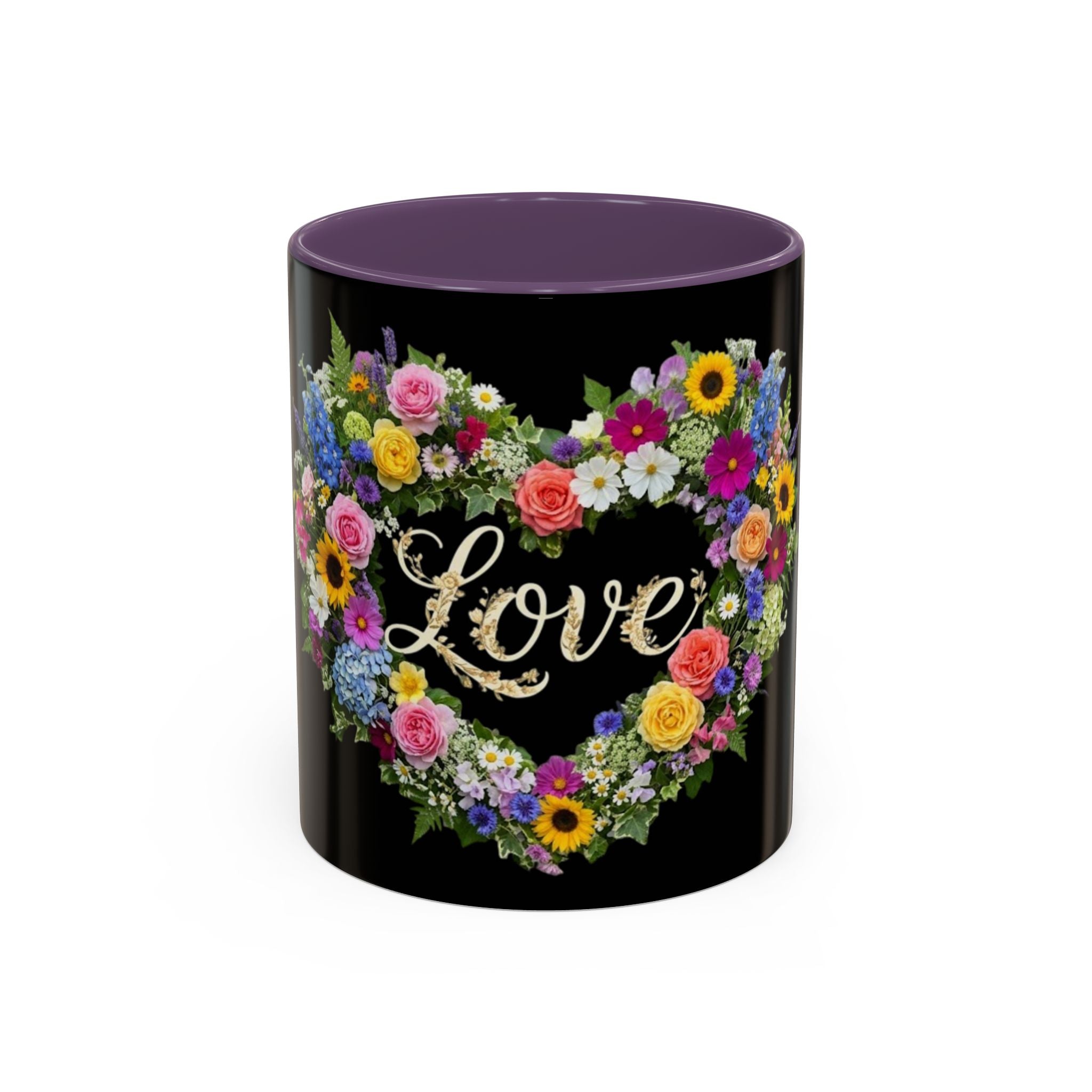 Floral Heart Love Accent Mug | Coffee Cup