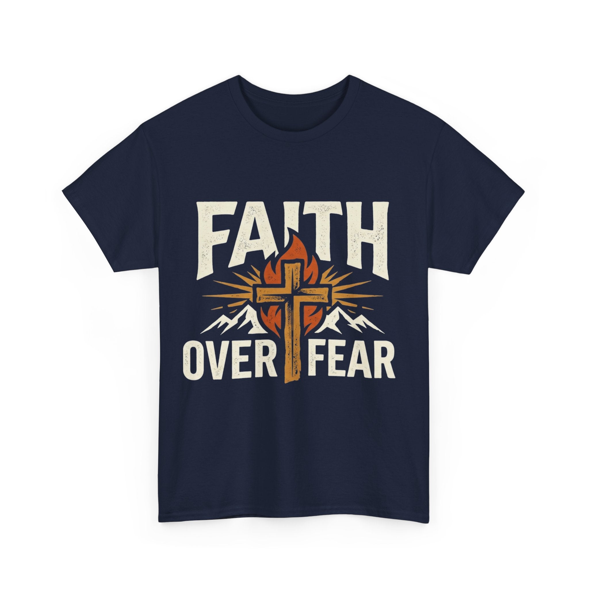 Faith Over Fear T-Shirt — Christian Cross Mountain Inspirational Tee
