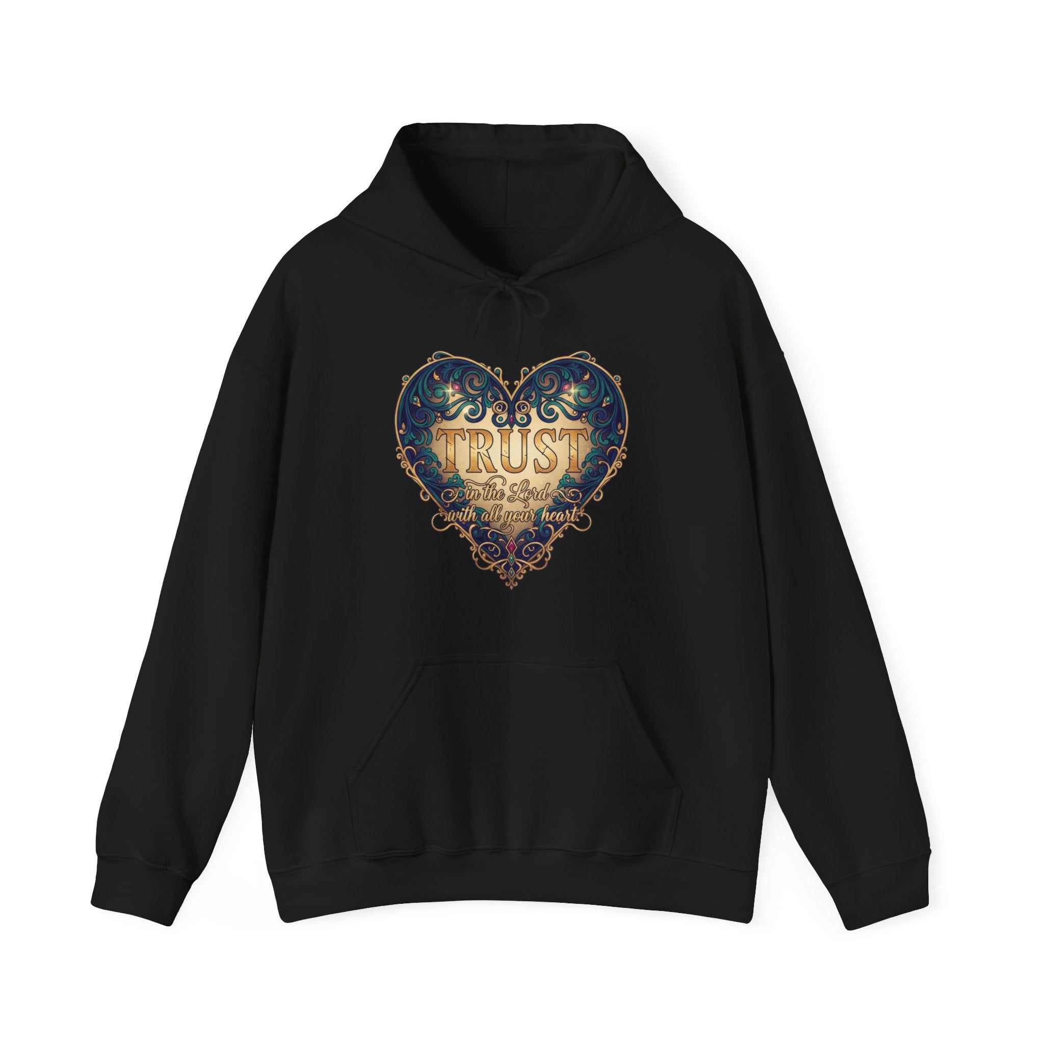 Trust Heart Hoodie — Vintage Ornamental Faith Graphic Pullover